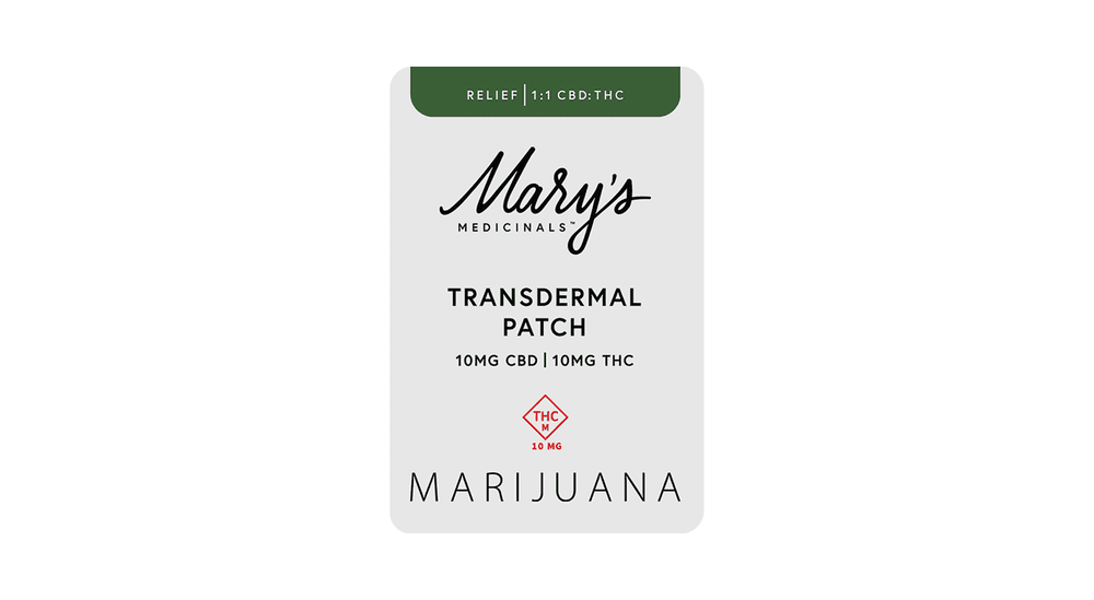 MARY'S MEDICINALS Relief | (10mg) Transdermal Patch | 1:1 (thc:cbd ...
