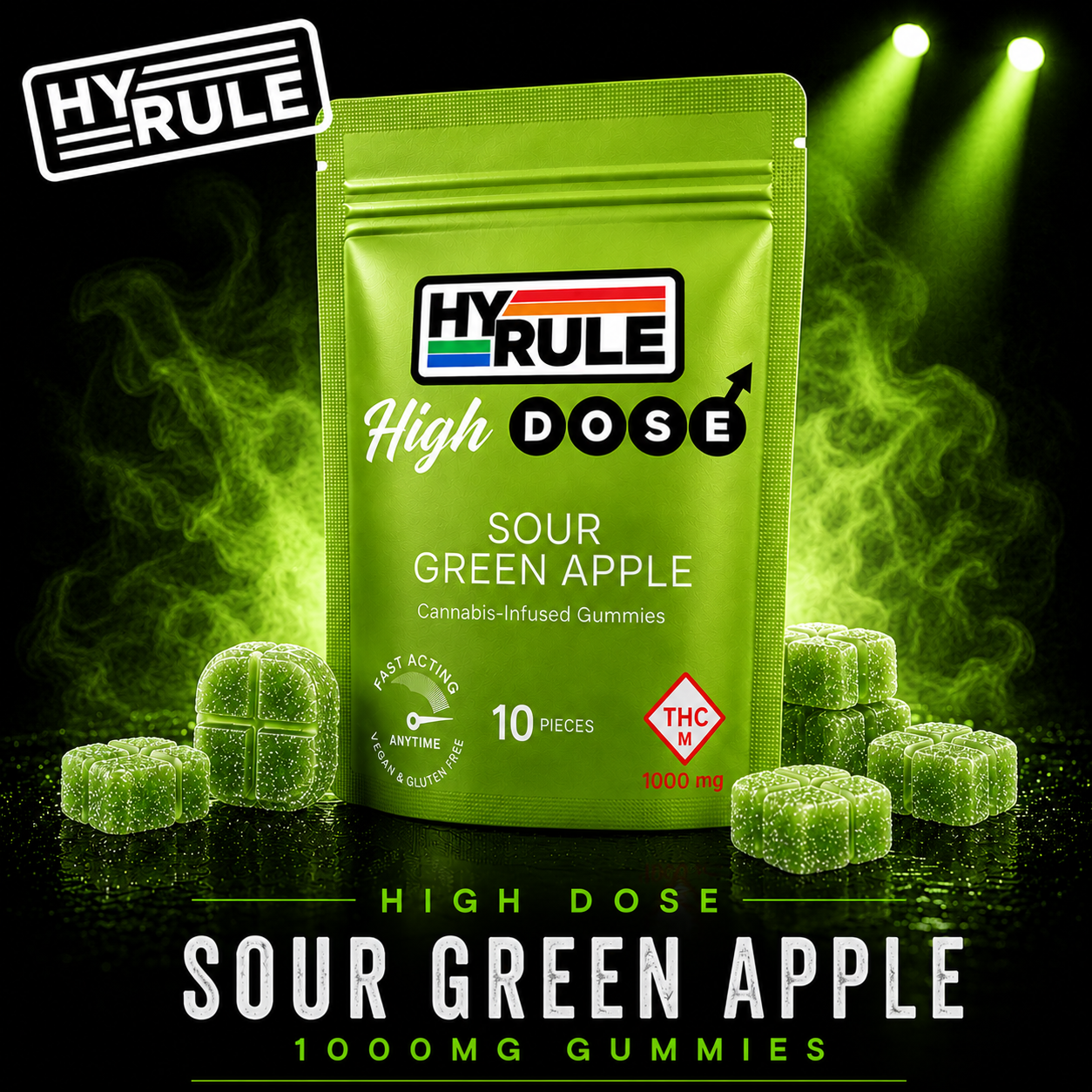 HYRULE CANNABIS 1000mg Sour Green Apple Gummies | Premium Cannabis