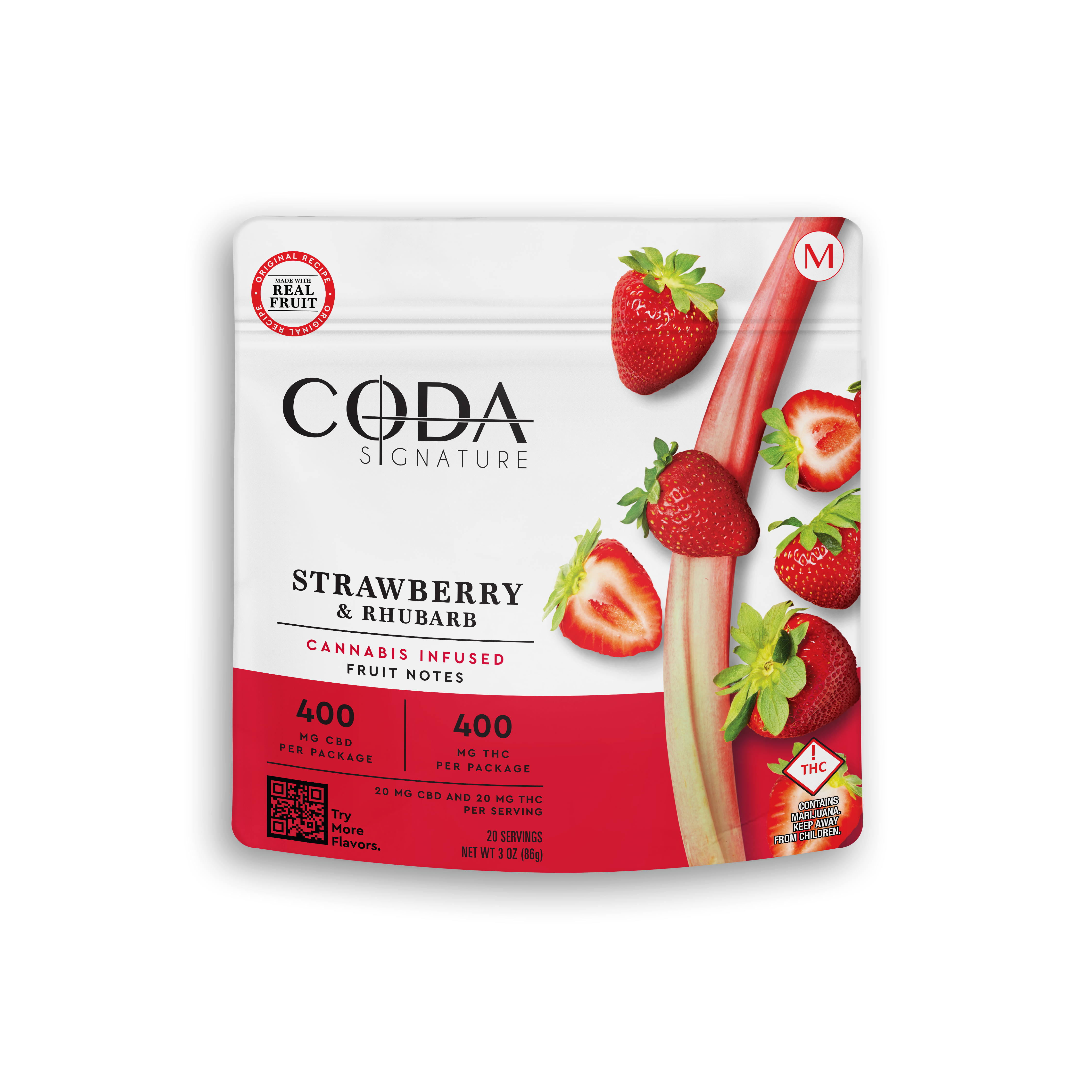 (MED)CODA - STRAWBERRY & RHUBARB THC:CBD - 1:1 - FRUIT NOTES - 400MG