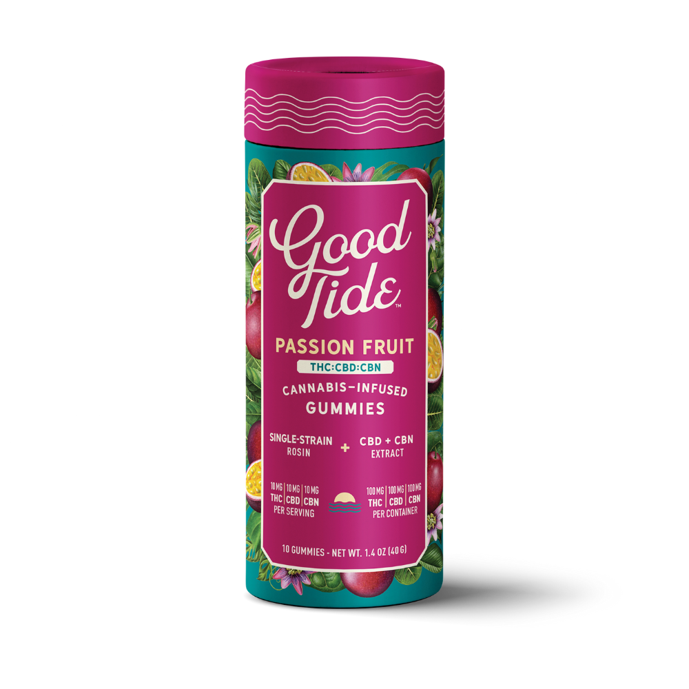 GOOD TIDE - PASSION FRUIT CBD:CBN:THC - 1:1:1 - ROSIN GUMMIES - 100MG