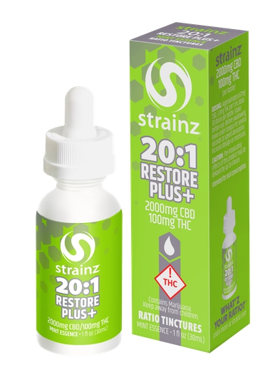 STRAINZ - NATURAL - 20:1 TINCTURE - RESTORE PLUS - 2000MG CBD : 100MG THC