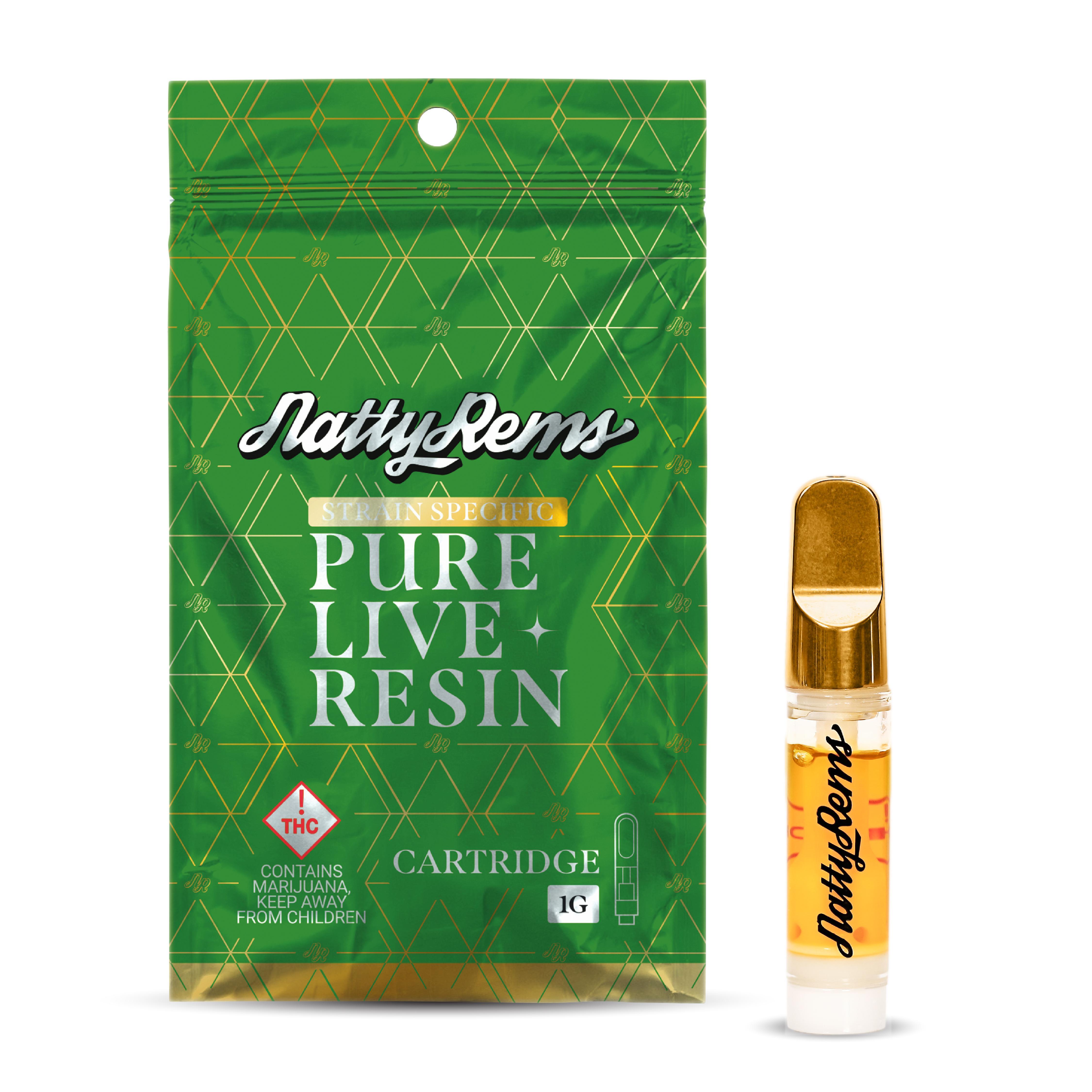 Natty Rems Gold Tip Live Resin Cartridge Indica 1G