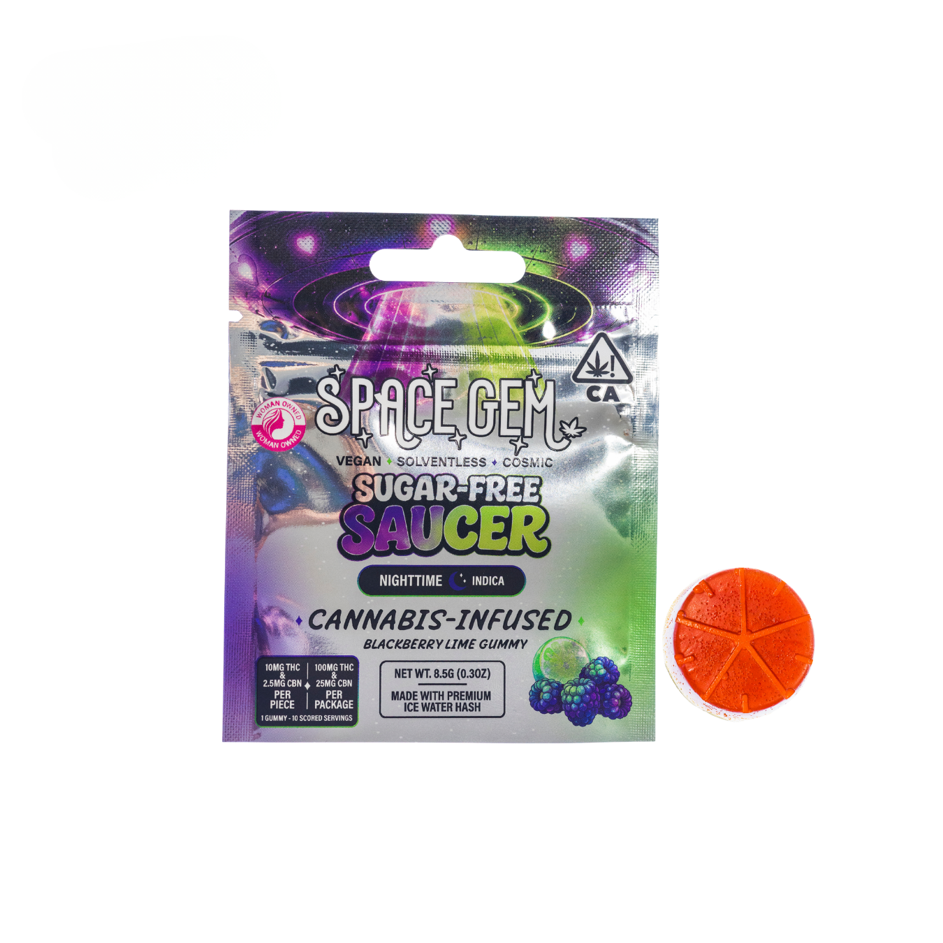 Blackberry Lime - Sugar Free - Flying Saucer THC:CBN 4:1 - 100 mg - 10 Pack
