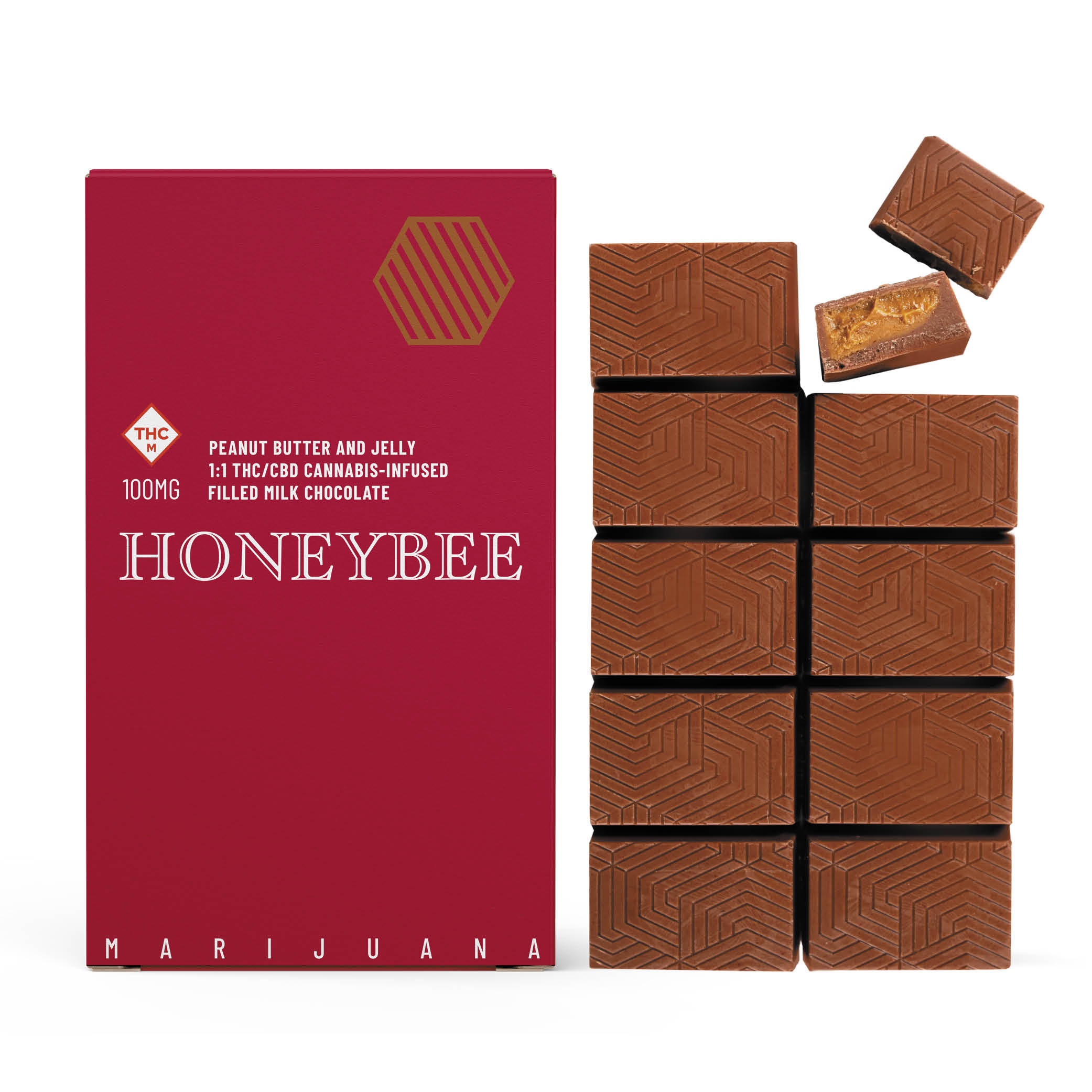 Honeybee | Peanut Butter & Jelly 1:1 THC/CBD Chocolate Bar | 100mg 