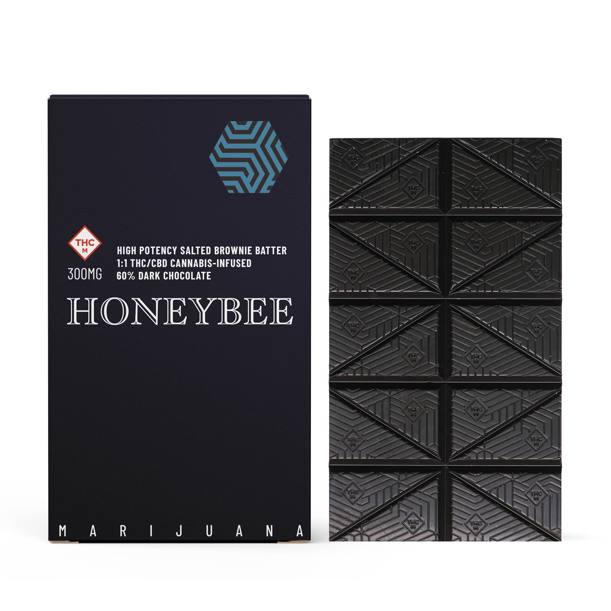 Honeybee | Salted Brownie Batter High Potency 1:1 THC/CBD Chocolate Bar | 300mg
