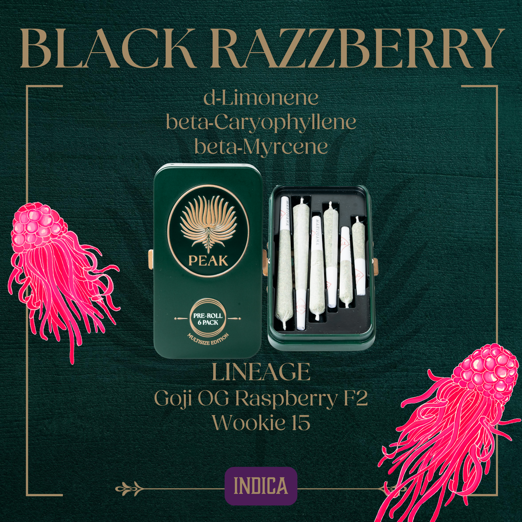 Peak | Black Razzberry Multi-Size Pre-Roll 6pk | 3.5g