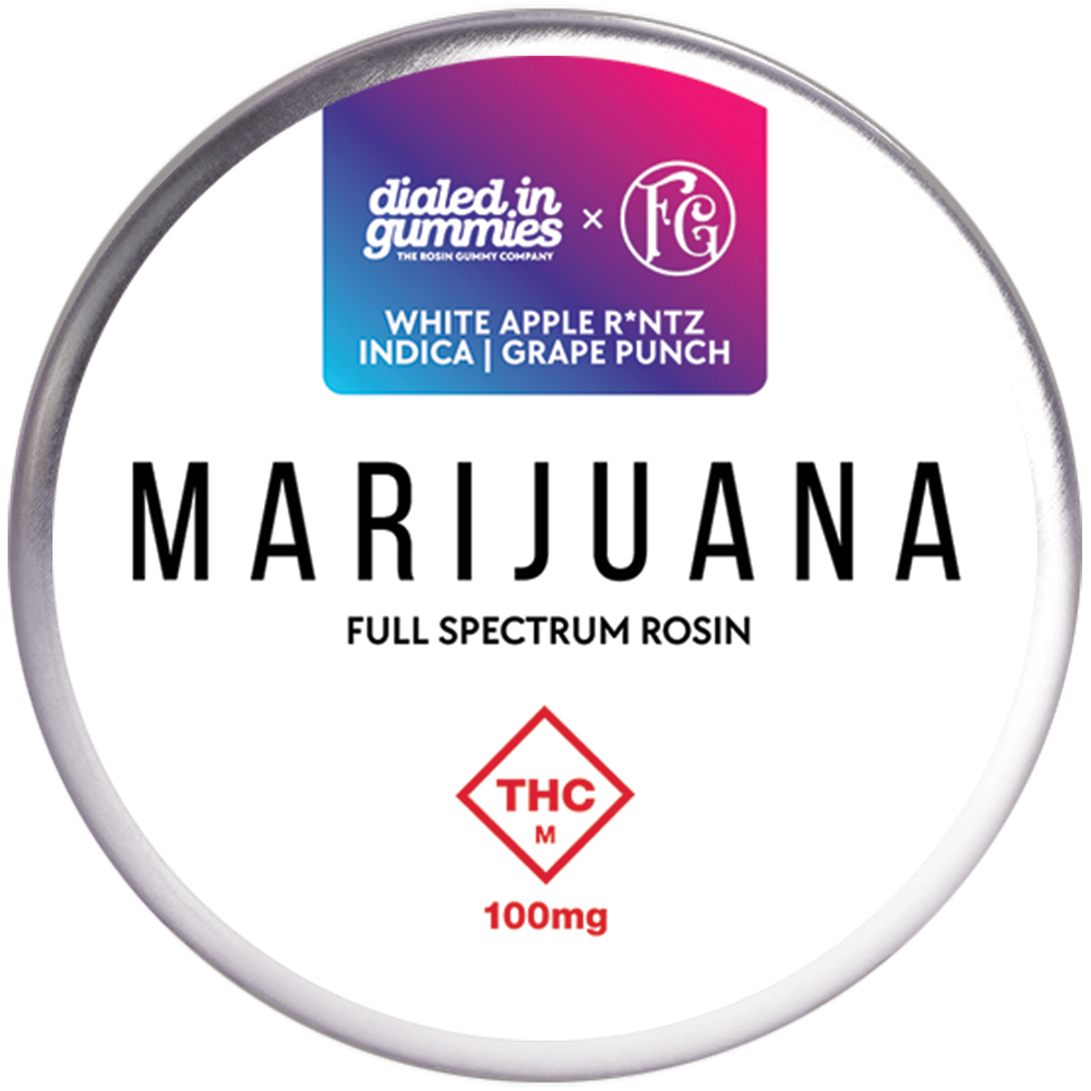 Dialed In Gummies | White Apple R*ntz Grape Punch Indica Rosin Gummies | 100mg