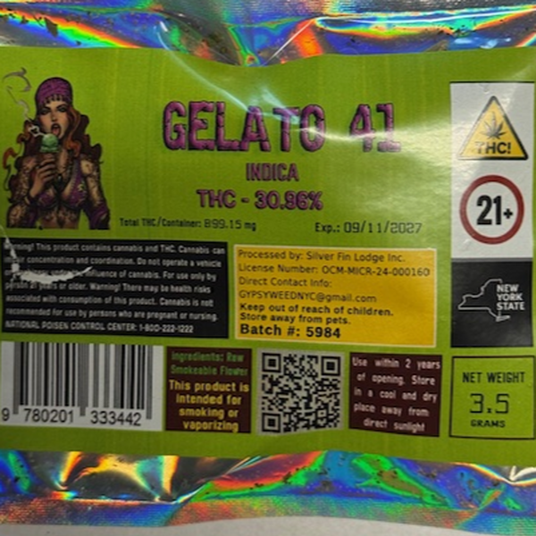 Gypsy Weed - Gelato 41- Flower - 3.5g - 1/8oz in Arverne