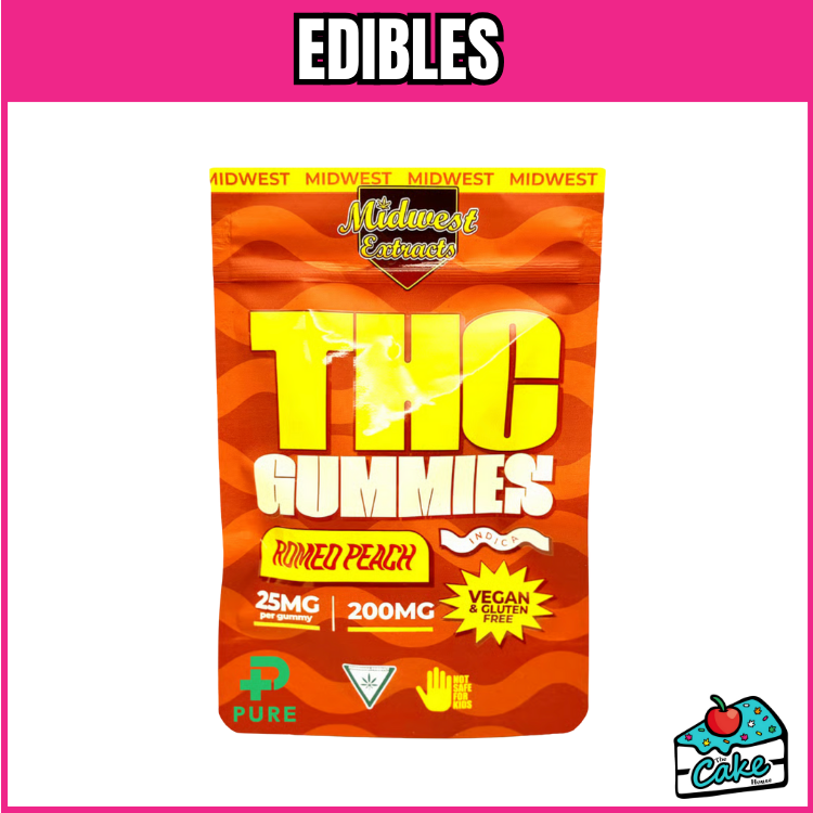 MIDWEST EXTRACTS 200MG GUMMY 8 PACK - ROMEO PEACH