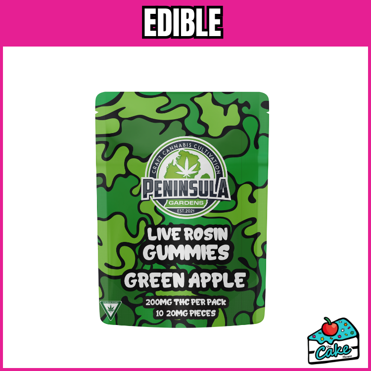 PENINSULA GARDEN 200MG ROSIN GUMMIES 10 PACK- GREEN APPLE