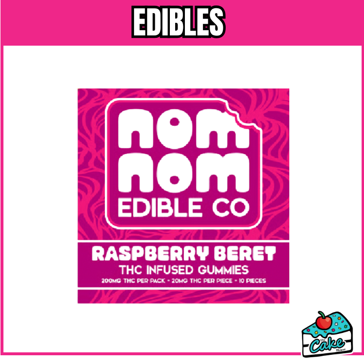 NOM NOM 200MG LIVE RESIN GUMMY RASPBERRY BERET 10 PACK