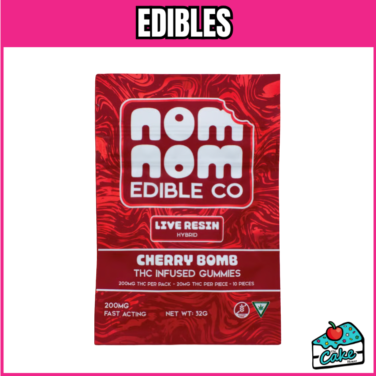 NOM NOM 200MG LIVE RESIN GUMMIES 10 PACK- CHERRY BOMB