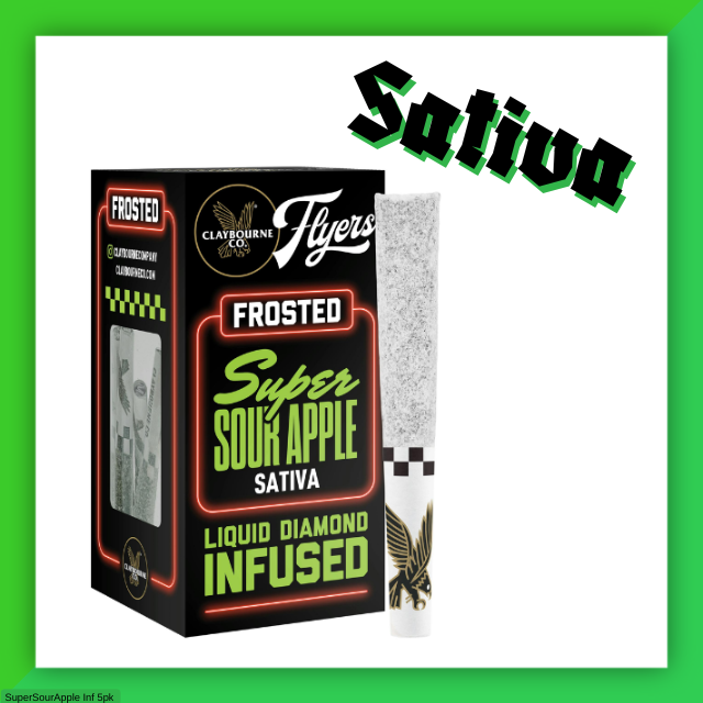 Claybourne - Super Sour Apple - .5g/5pk Frosted Flyers Prerolls - [H]