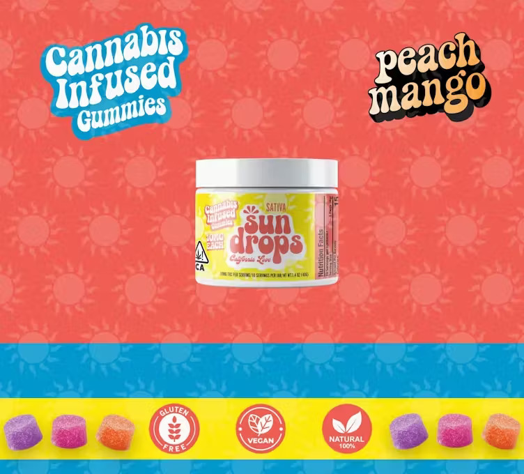 California Love - Peach Mango - Sun Drops - [S] - 100 mg - 10 Pack