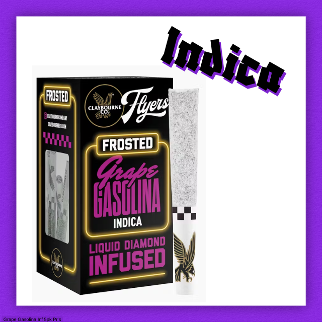 Claybourne - Grape Gasolina - .5g/5pk Frosted Flyers Prerolls - [I]