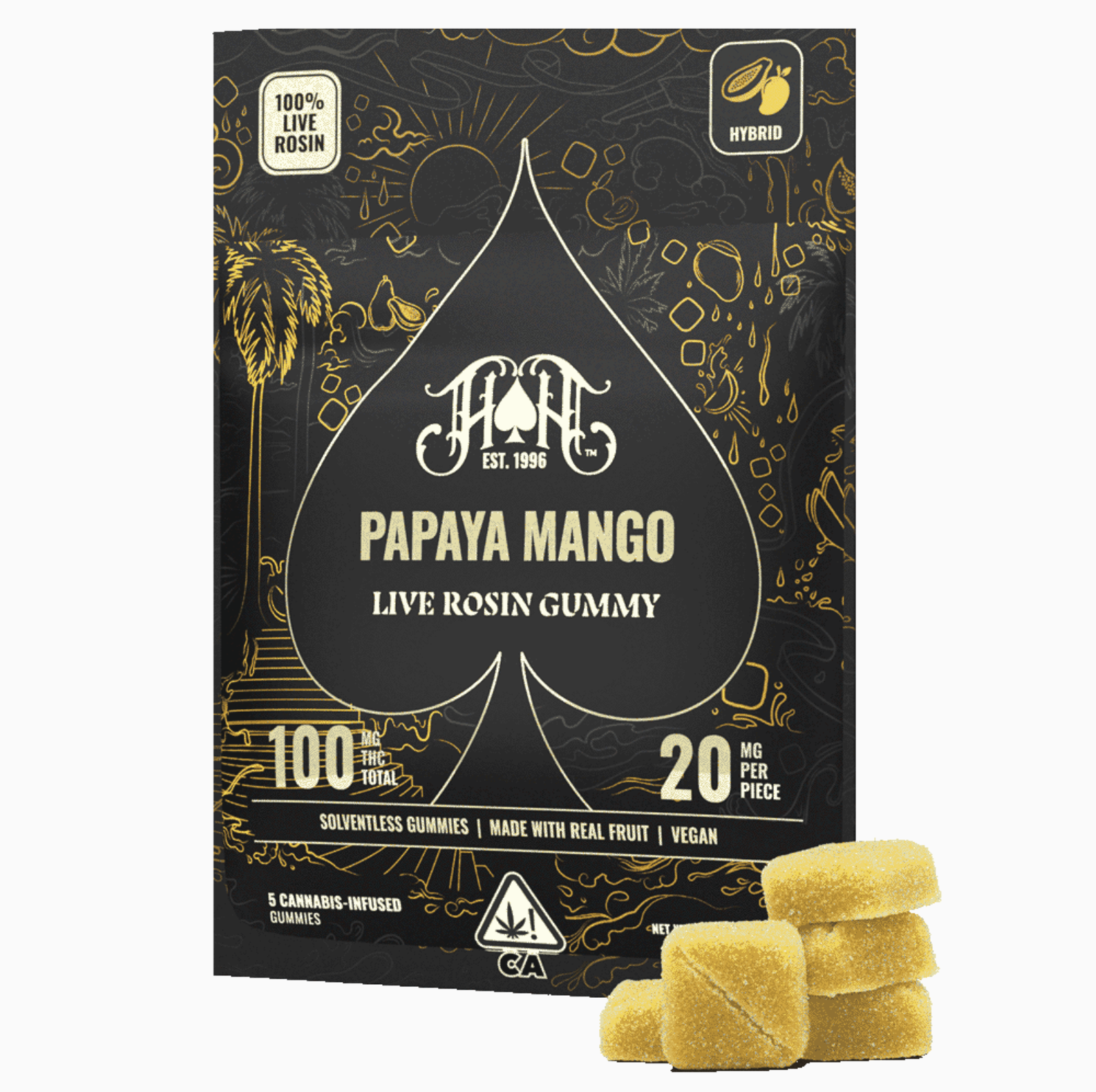 HEAVY HITTERS - PAPAYA MANGO - LIVE ROSIN GUMMIES 100MG