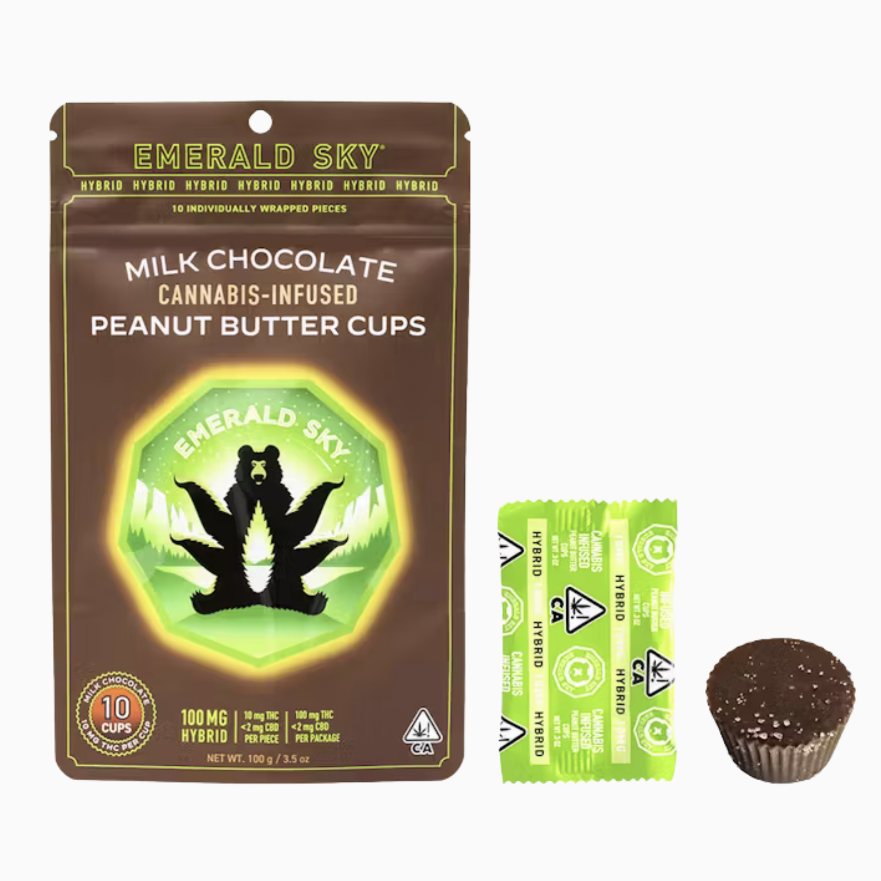 EMERALD SKY - PEANUT BUTTER CUPS - 10CT 100MG HYBRID MILK CHOCOLATE