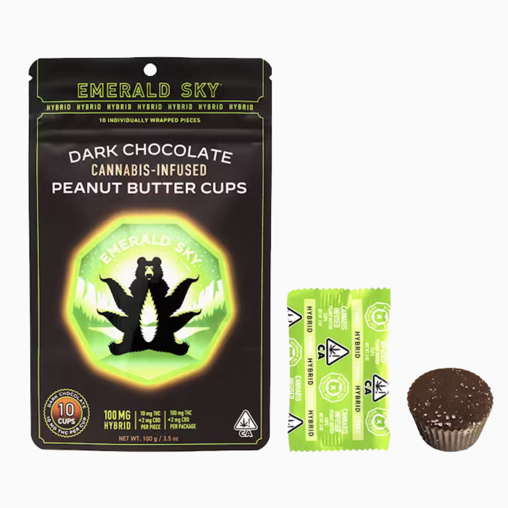 EMERALD SKY - PEANUT BUTTER CUPS - 10CT 100MG HYBRID DARK CHOCOLATE