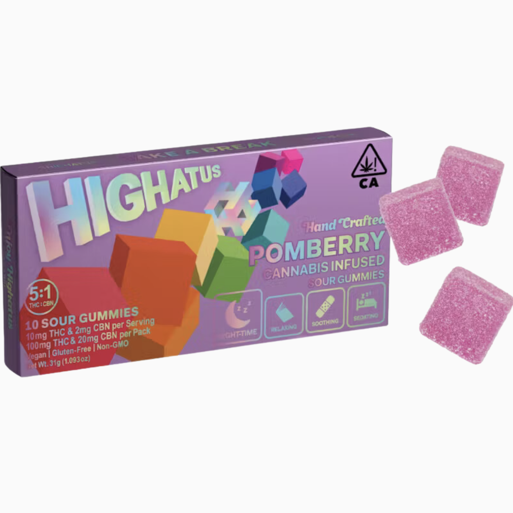 HIGHATUS - POMBERRY CBN - SOUR GUMMIES 10PK 10MG