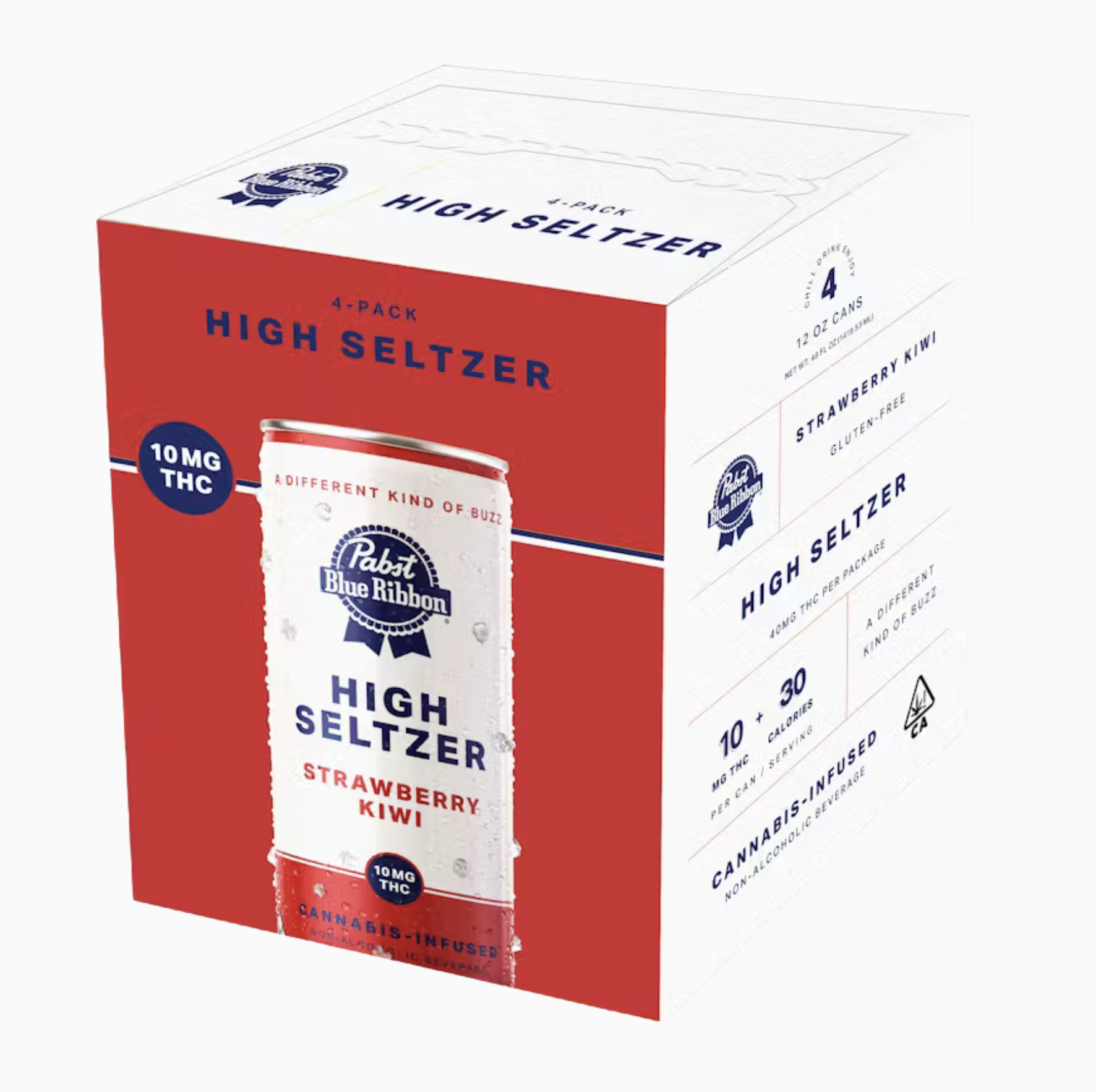 PABSTBLUERIBBON - INFUSED - SELTZER - HIGH STRAWBERRY KIWI - 4PK - 10MG