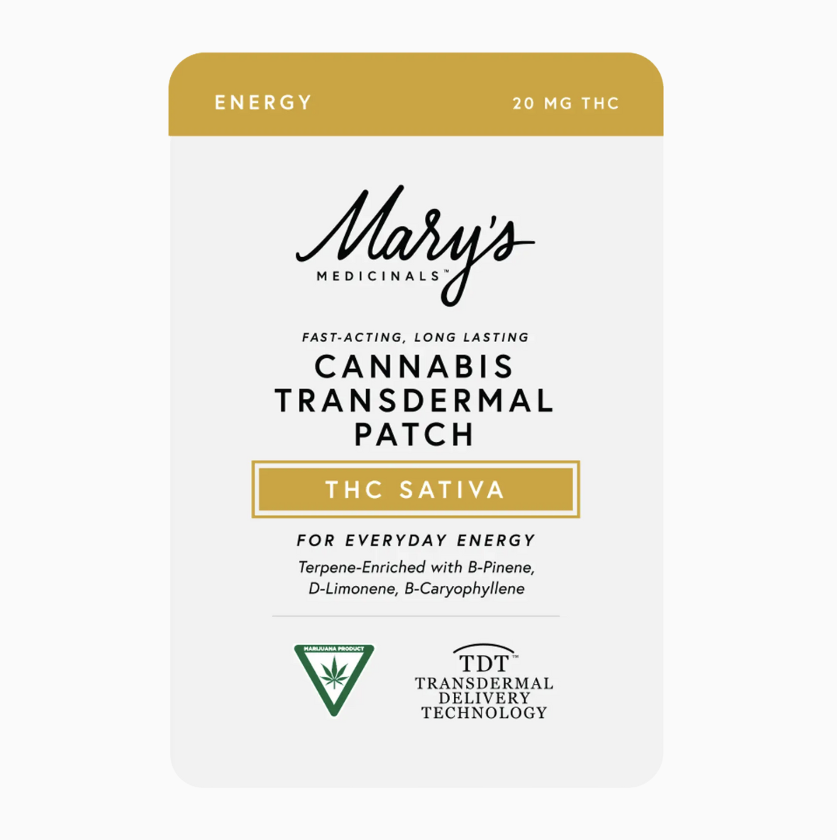 MARY'S TRANSDERMAL - ENERGY - THC PATCH 20MG
