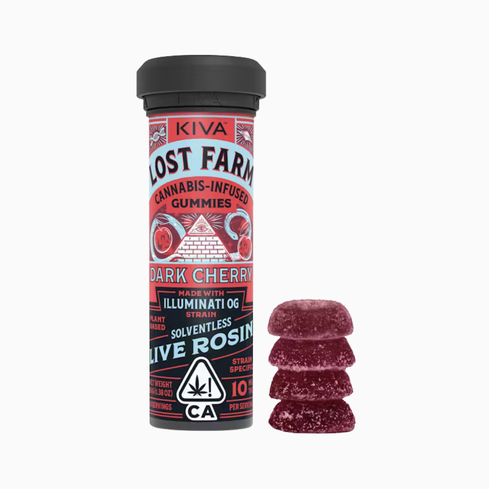 LOST FARM - DARK CHERRY X ILLUMINATI OG - LIVE ROSIN GUMMIES 10PK 100MG