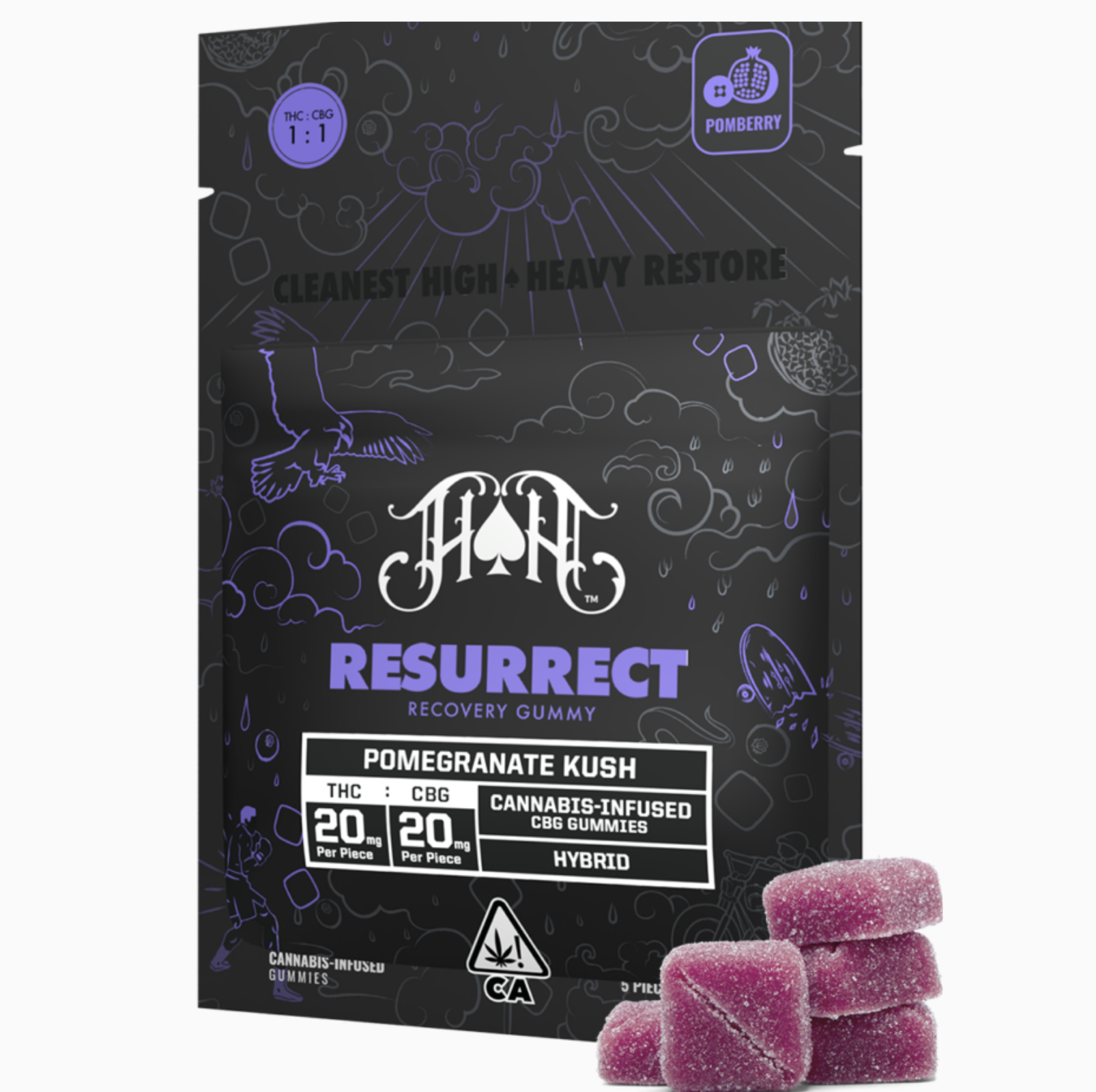 HEAVY HITTERS - POMEGRANATE KUSH - GUMMIES 100MG THC 100MG CBG