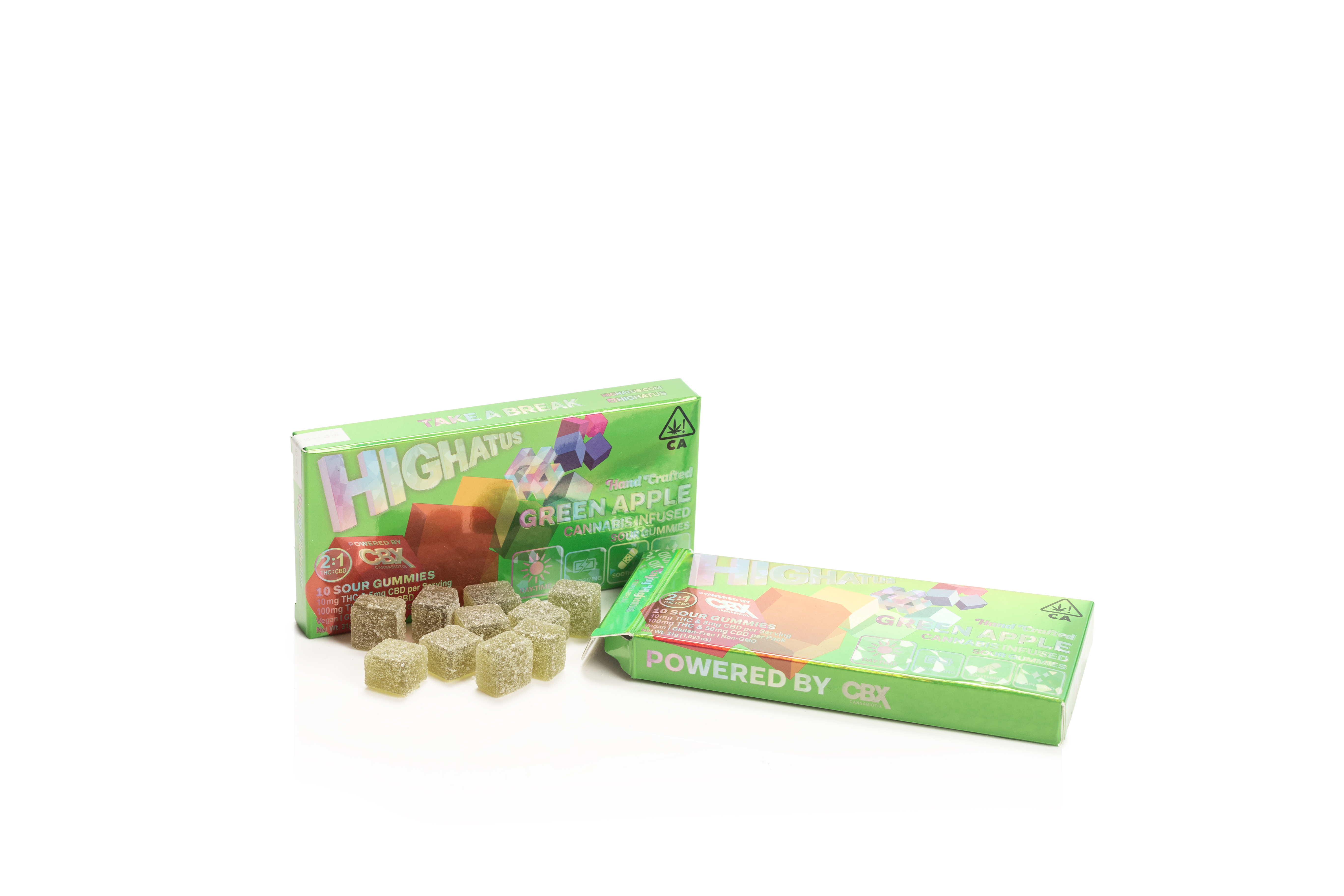 GREEN APPLE 2:1 CBD:THC SOUR GUMMIES 100MG