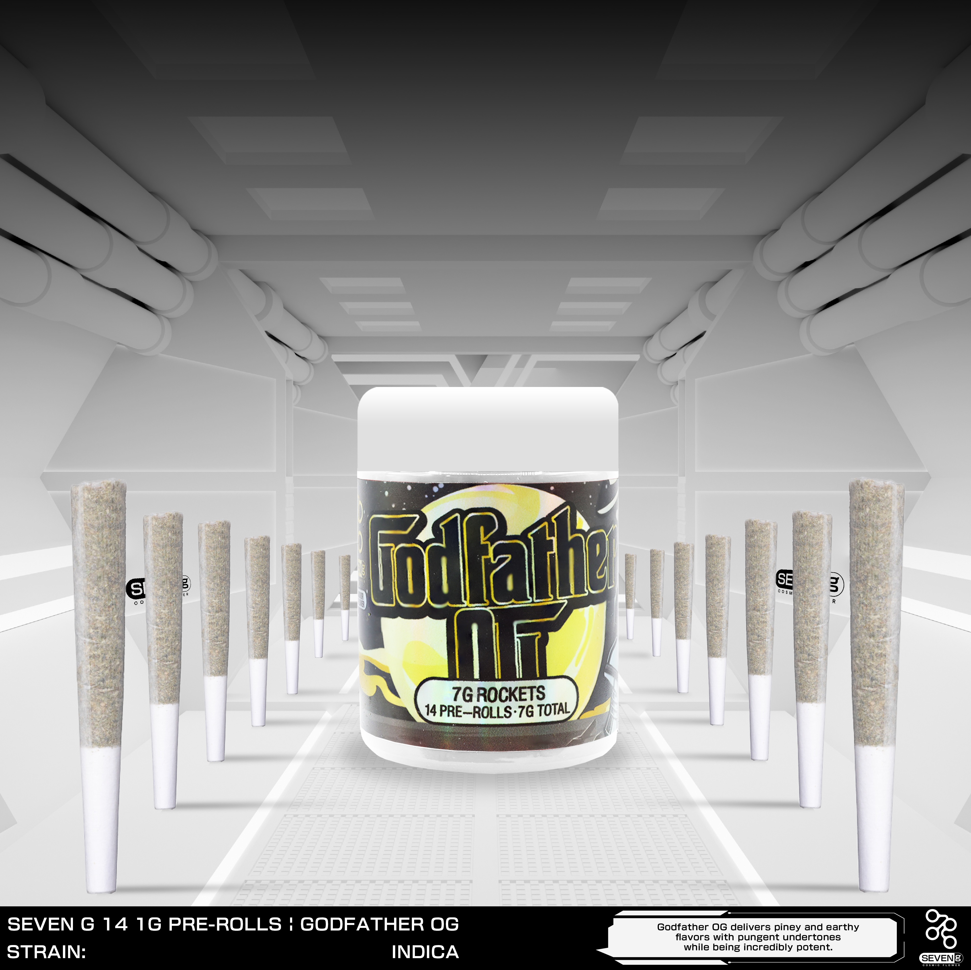 Godfather OG Indica Rockets by Seven G 14 joints, 7 grams - 7 g