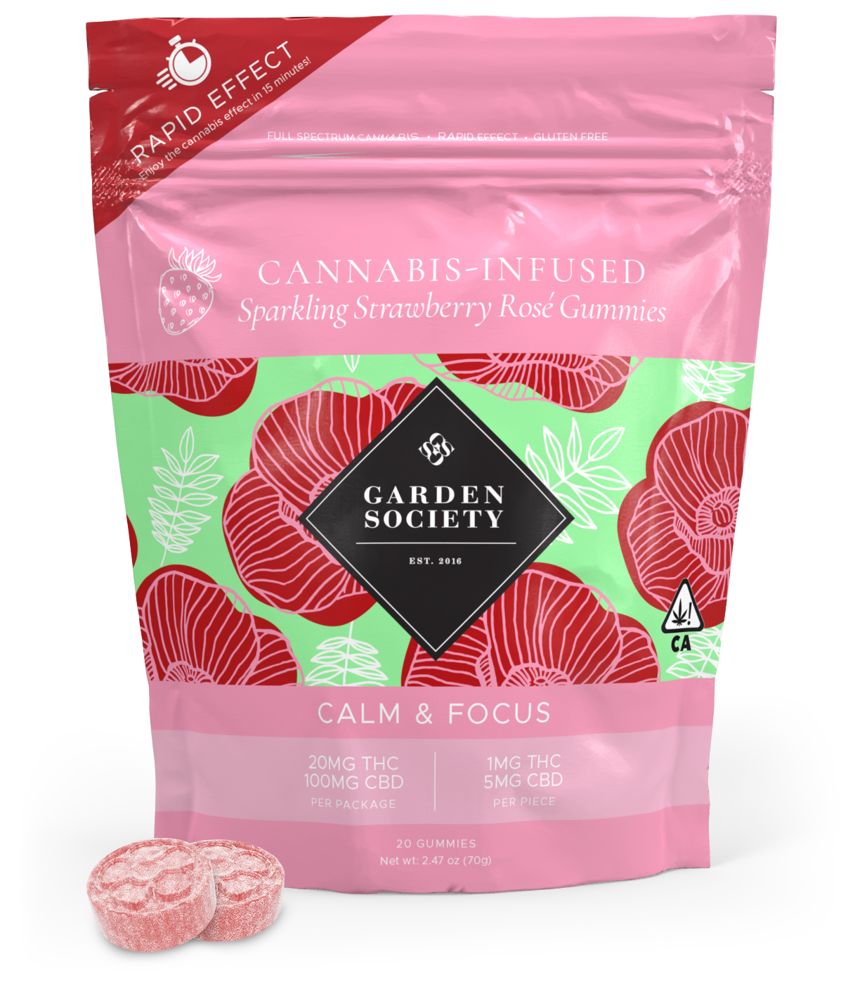 SPARKLING STRAWBERRY ROSÉ - CALM & FOCUS (CBD)
