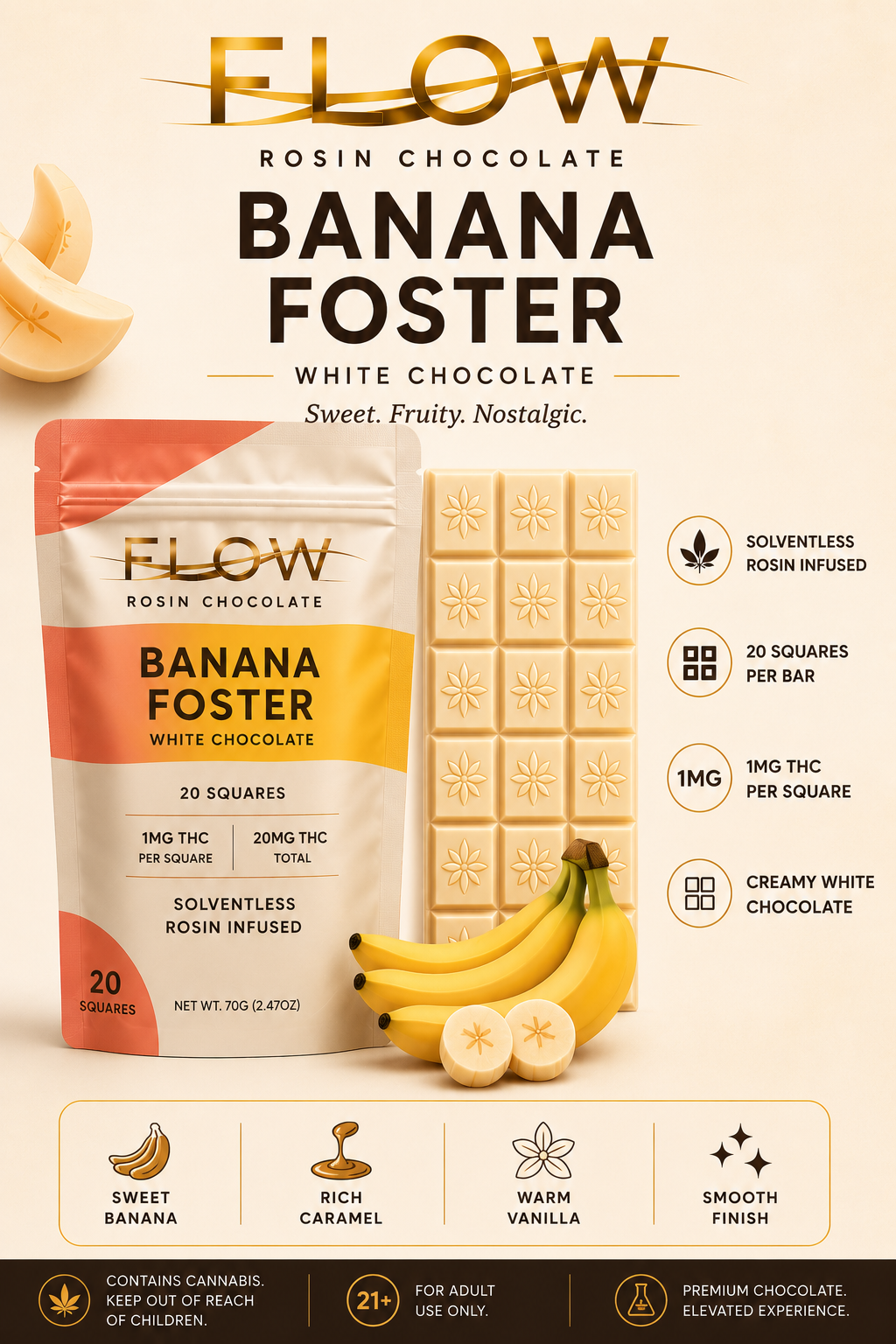 Flow - Banana Foster Rosin Chocolate bar 20mg Main Image