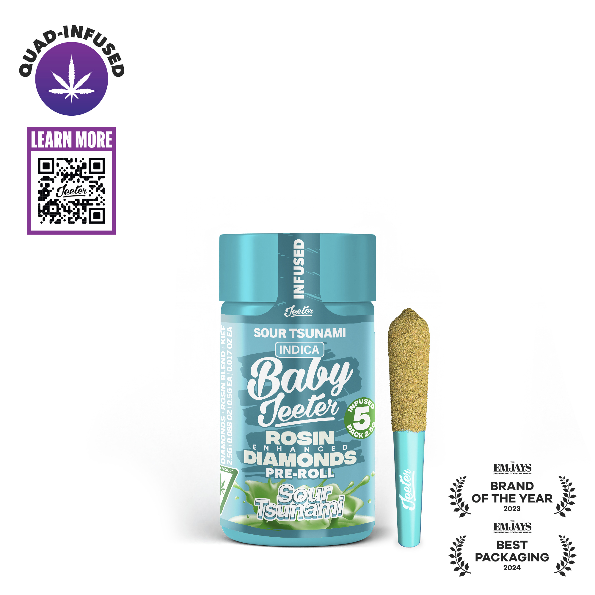 SOUR TSUNAMI INFUSED BABY JEETER 0.5G X 5 PREROLLS