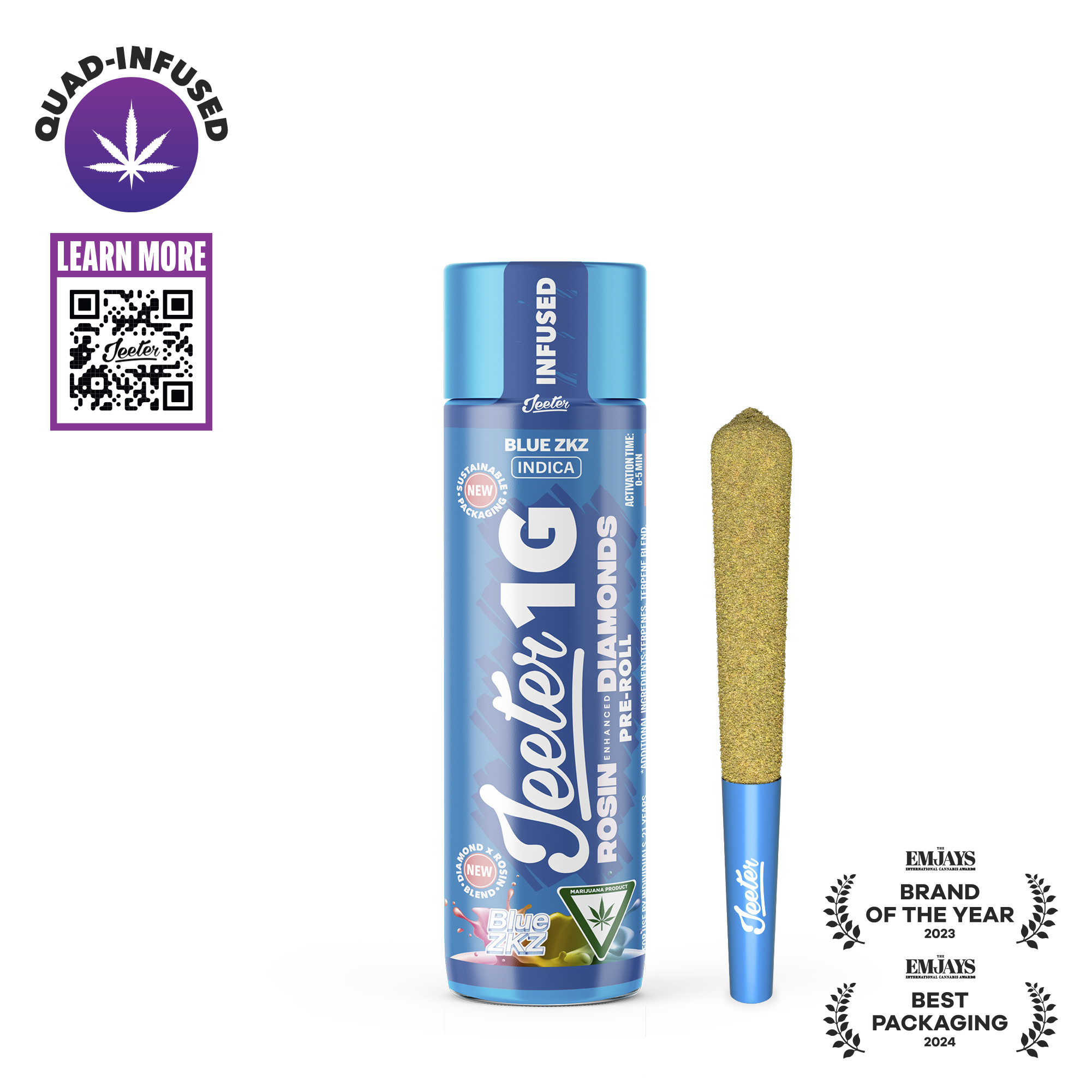 BLUE ZKITTLEZ INFUSED 1G PREROLL