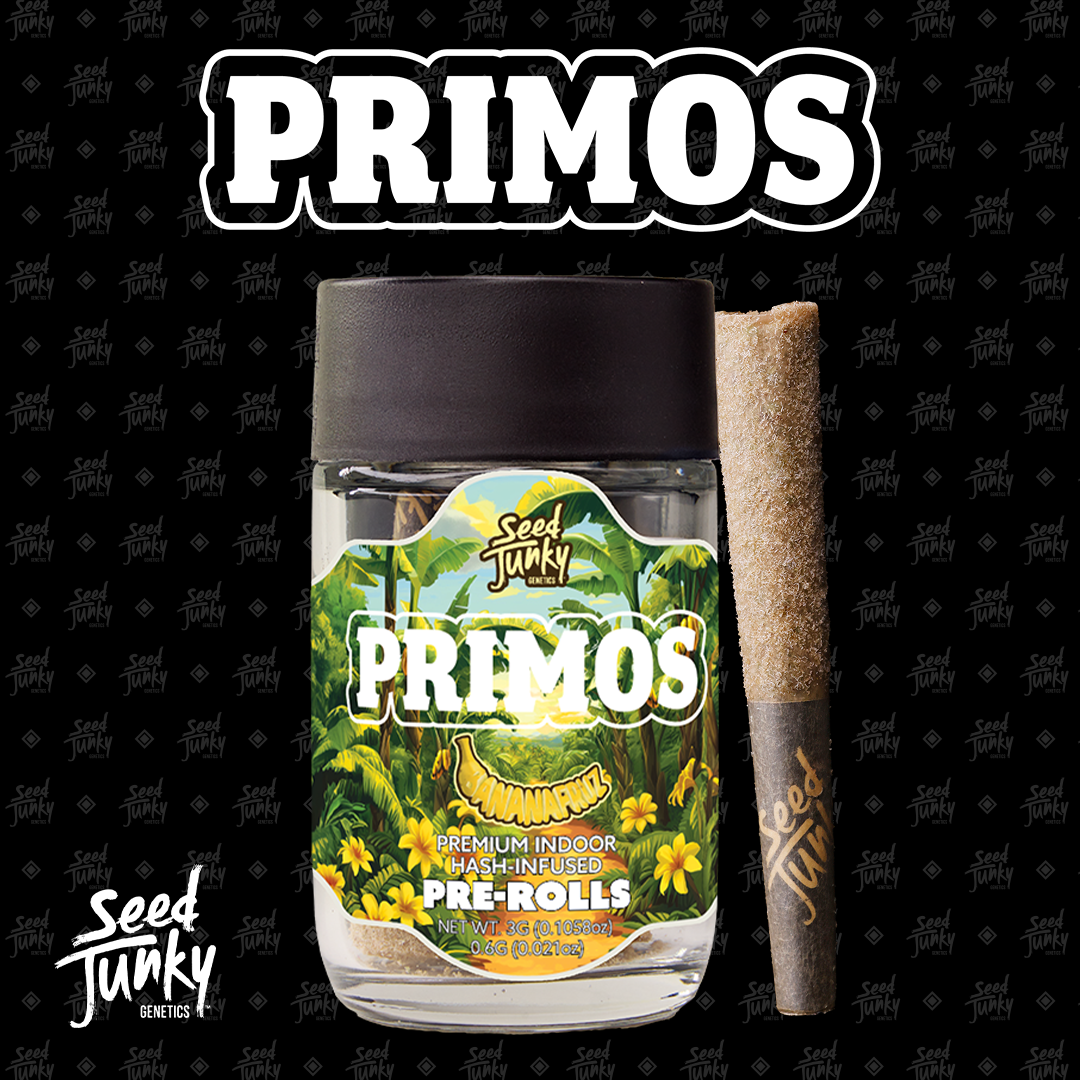 Seed junky - PRIMOS BANANA FRUZ BUBBLE HASH INFUSED PRE-ROLL .6G 5 PACK