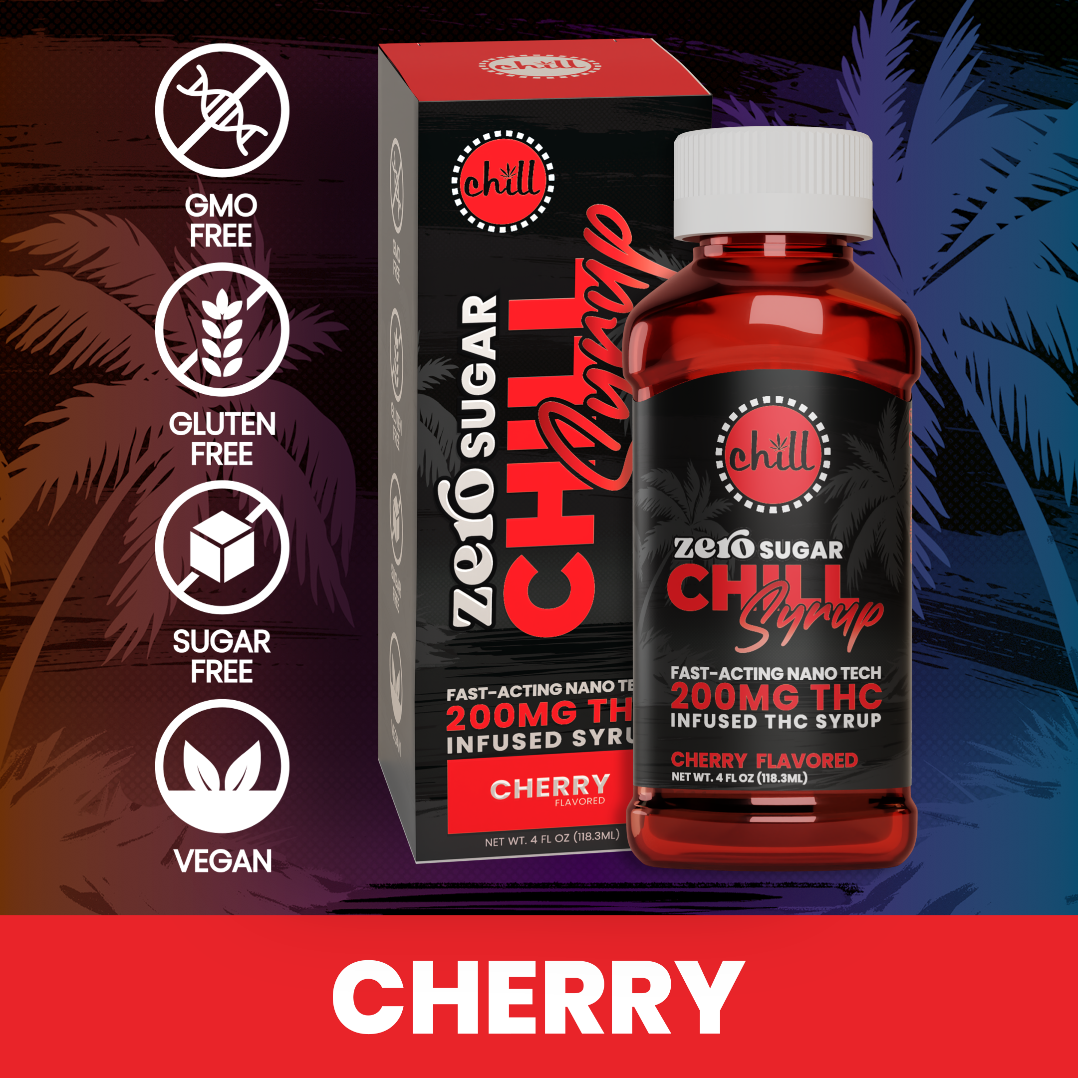 Chill medicated - ZERO SUGAR CHERRY SYRUP - 200MG Main Image