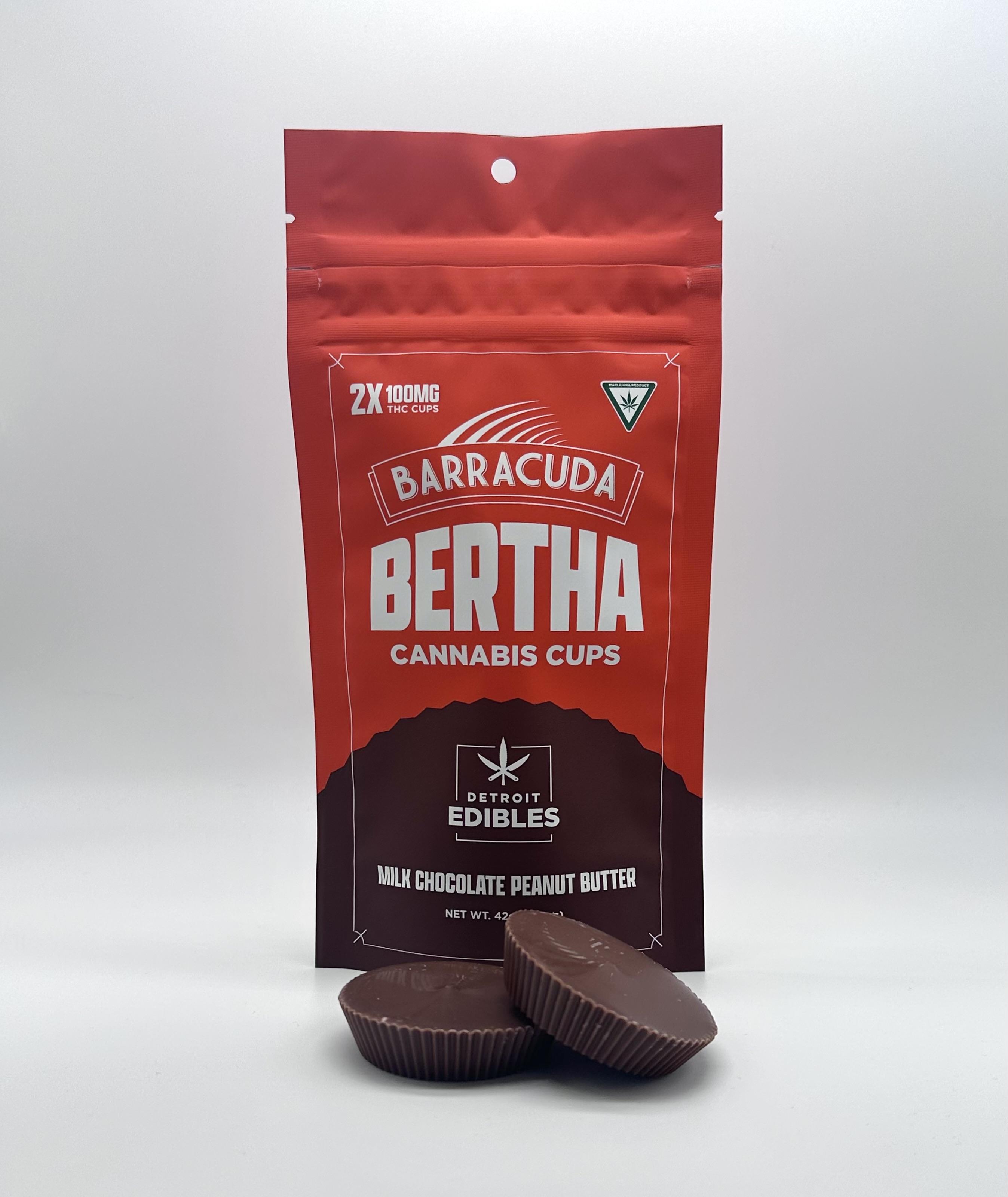 Detroit edibles - BERTHA CUPS - MILK CHOCOLATE PEANUT BUTTER 2 X 100MG