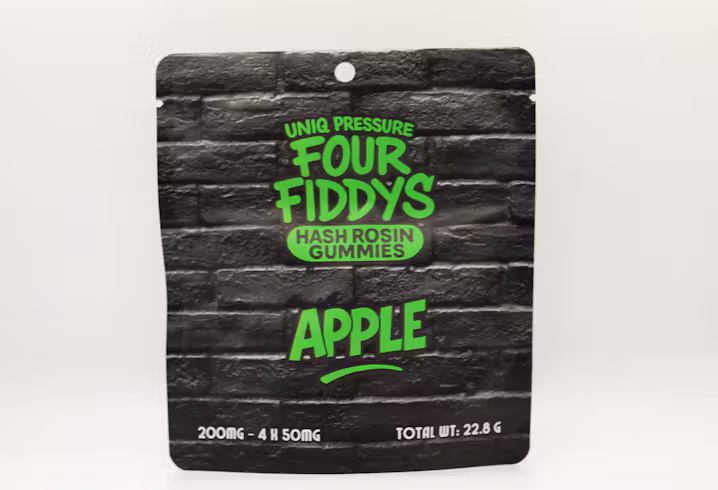 Uniq pressure - GREEN APPLE - FOUR FIDDYS HASH ROSIN GUMMIES 4 X 50MG Main Image