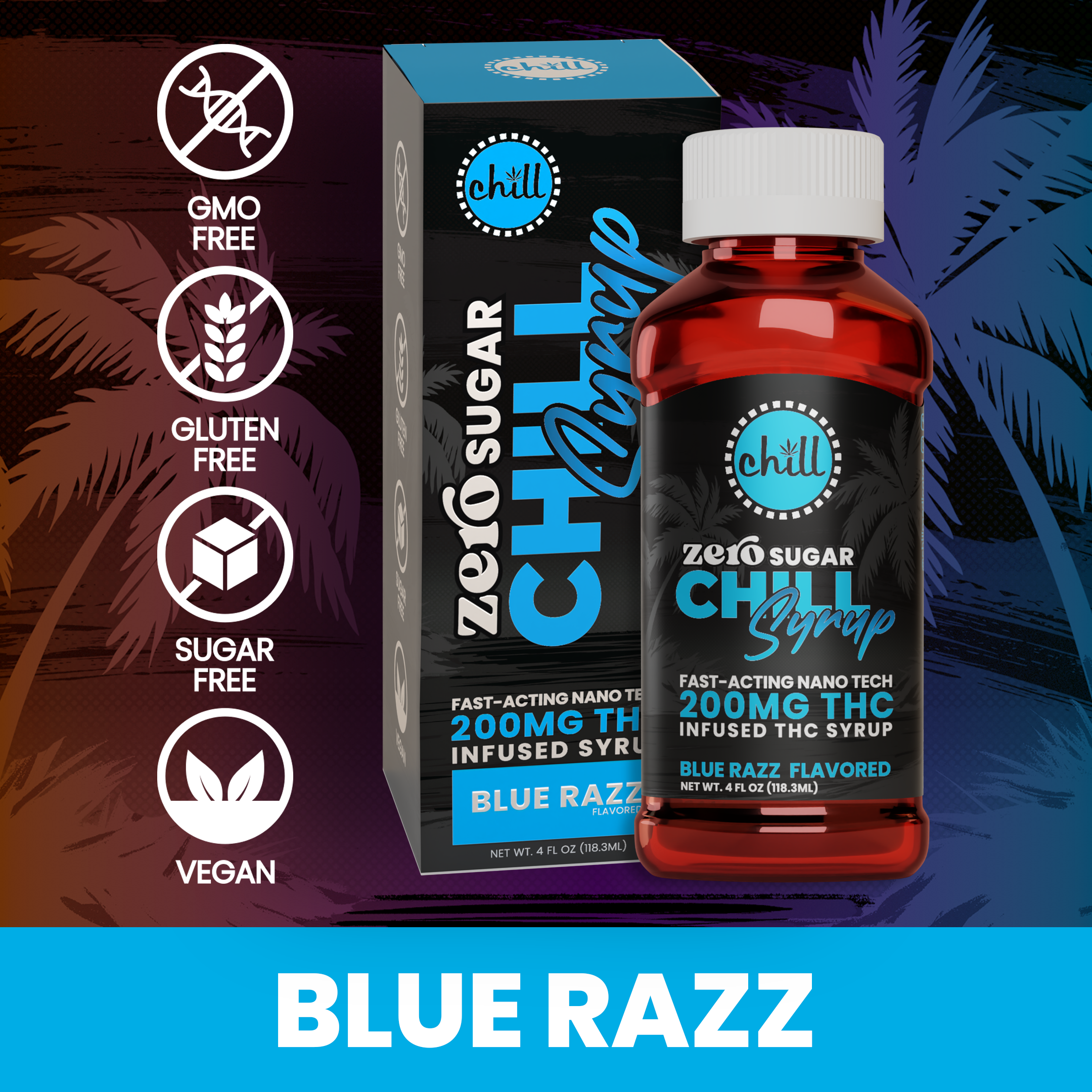 ZERO SUGAR BLUE RAZZ SYRUP - 200MG