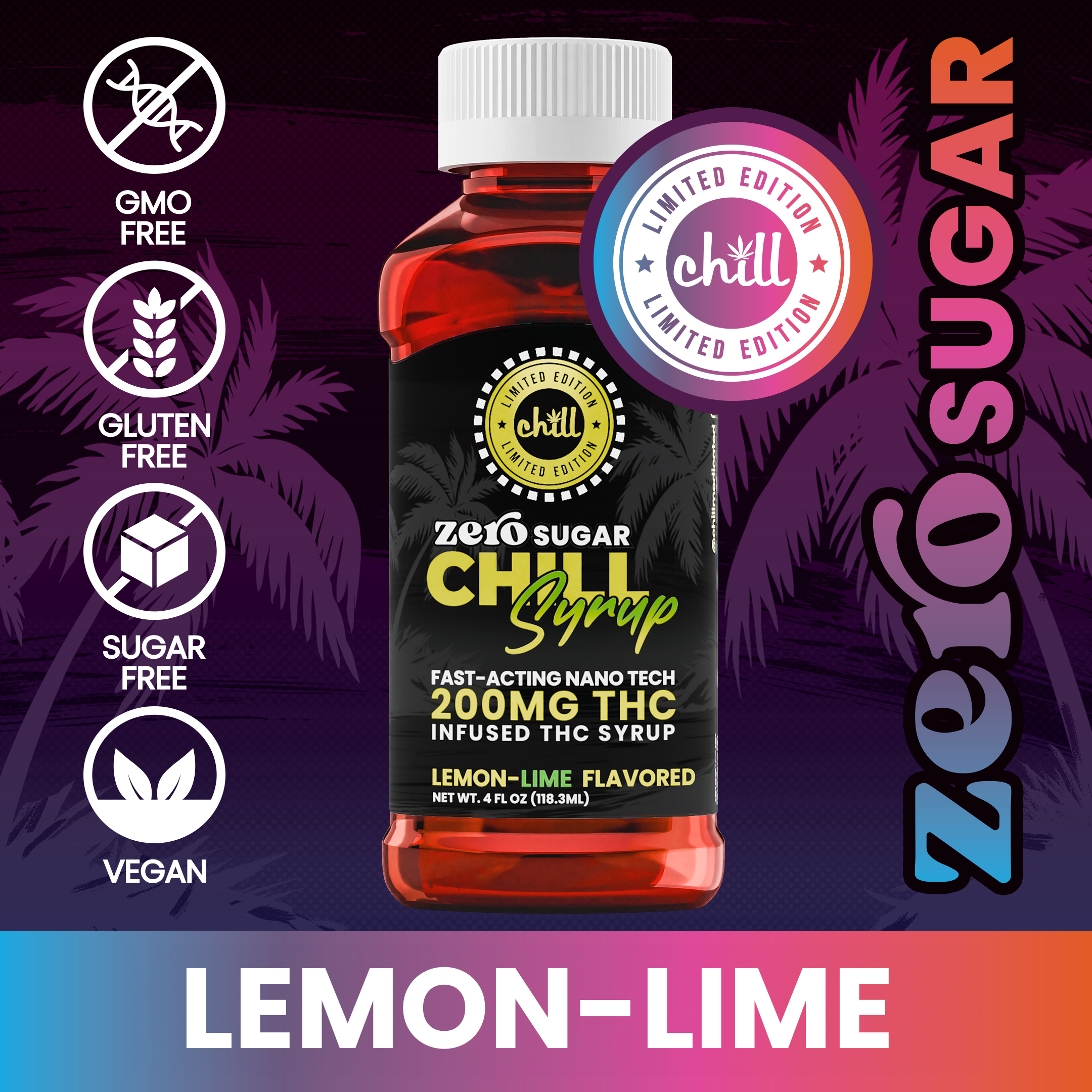 LEMON LIME ZERO SUGAR SYRUP 200MG