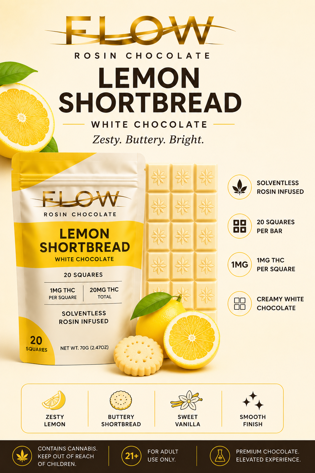Lemon Shortbread Rosin Chocolate bar 20mg