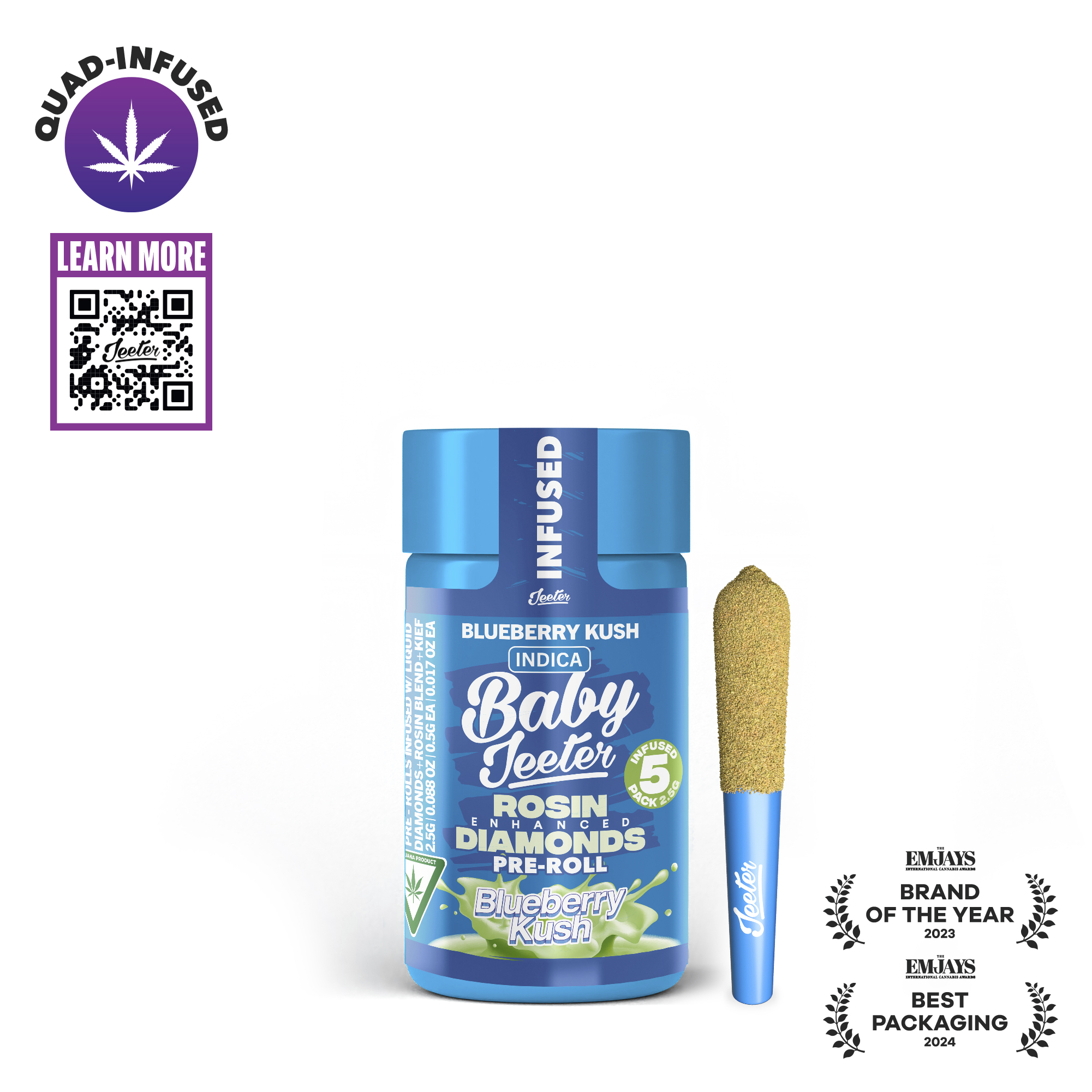 Jeeter - BLUEBERRY KUSH INFUSED BABY JEETER 0.5G X 5 Main Image