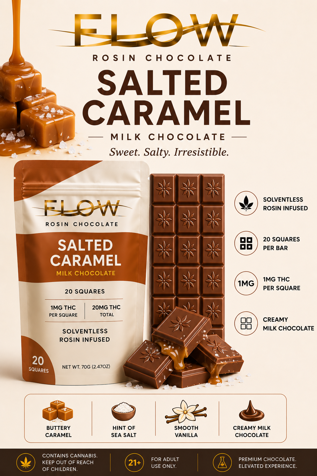 Salted Caramel Rosin Chocolate bar 20mg