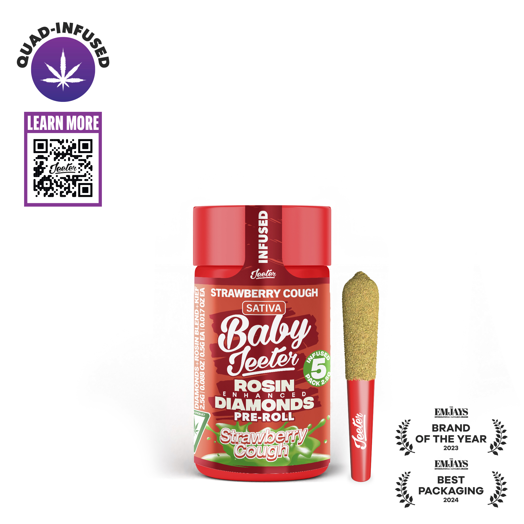 Jeeter - STRAWBERRY COUGH INFUSED BABY JEETER 0.5 X 5 PACK PREROLLS Main Image