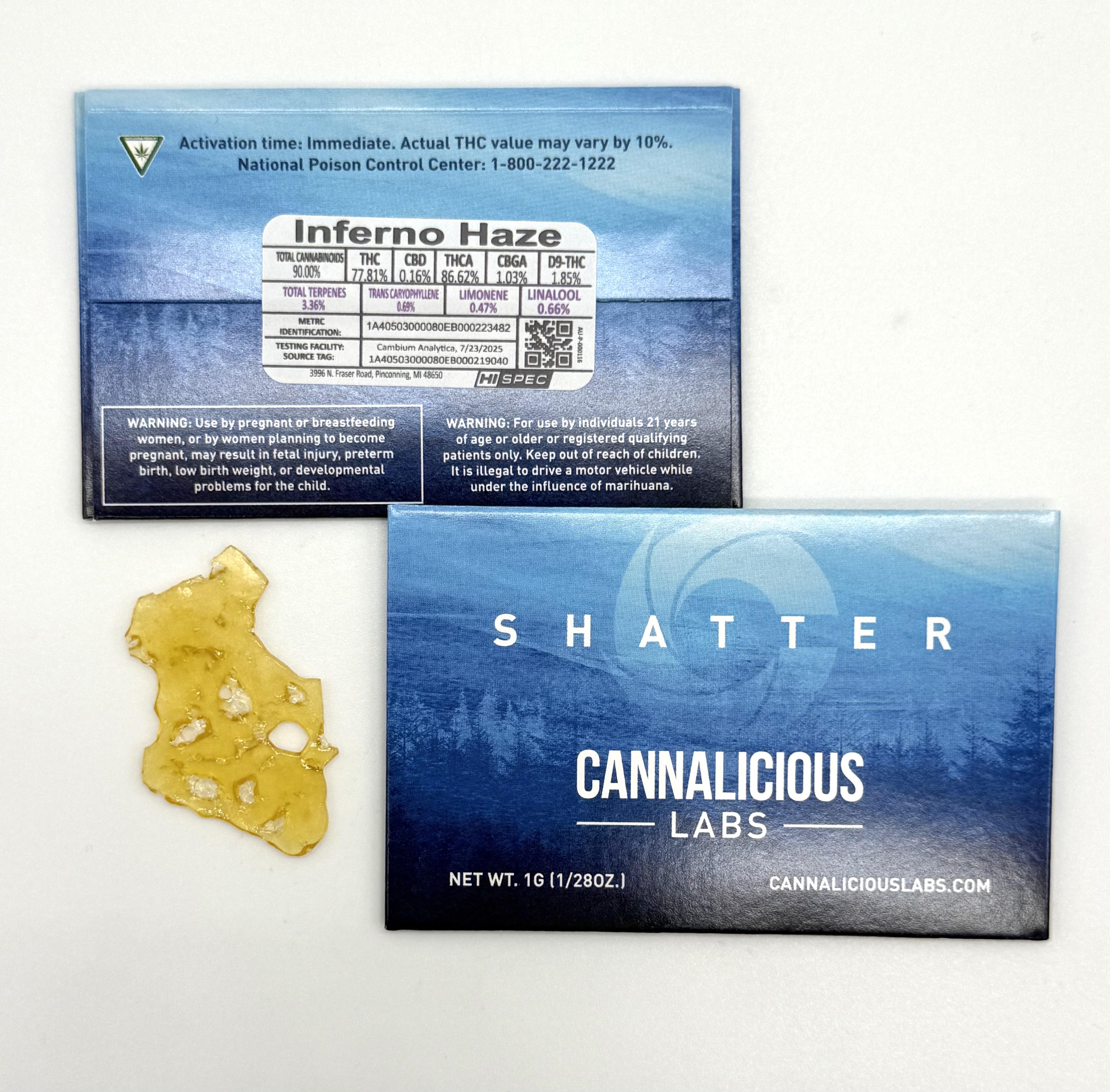 Cannalicious - INFERNO HAZE 1G SHATTER Main Image