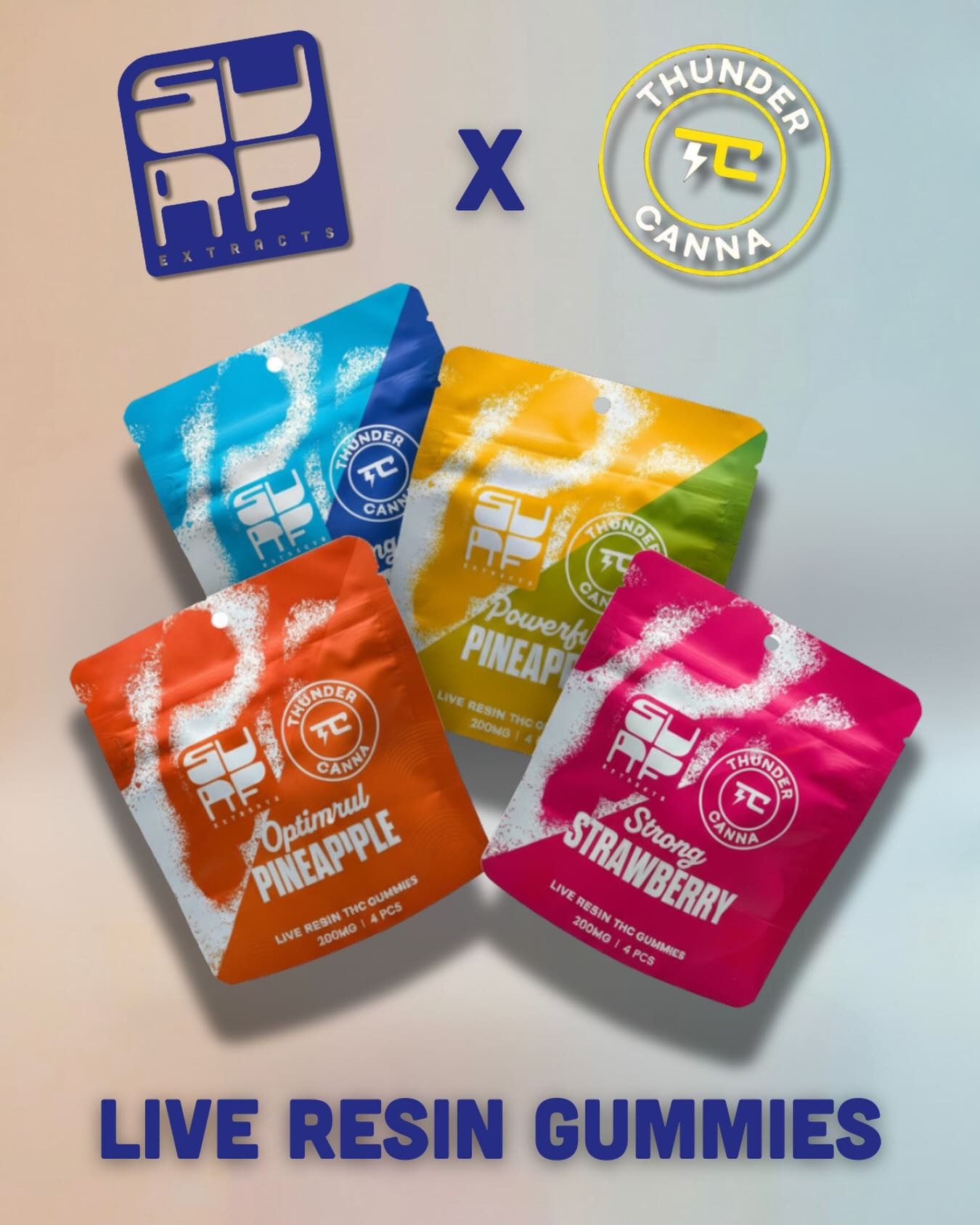 Thunder canna - STRAWBERRY GUMMIES LIVE RESIN 4X50MG-200MG SURFXTC