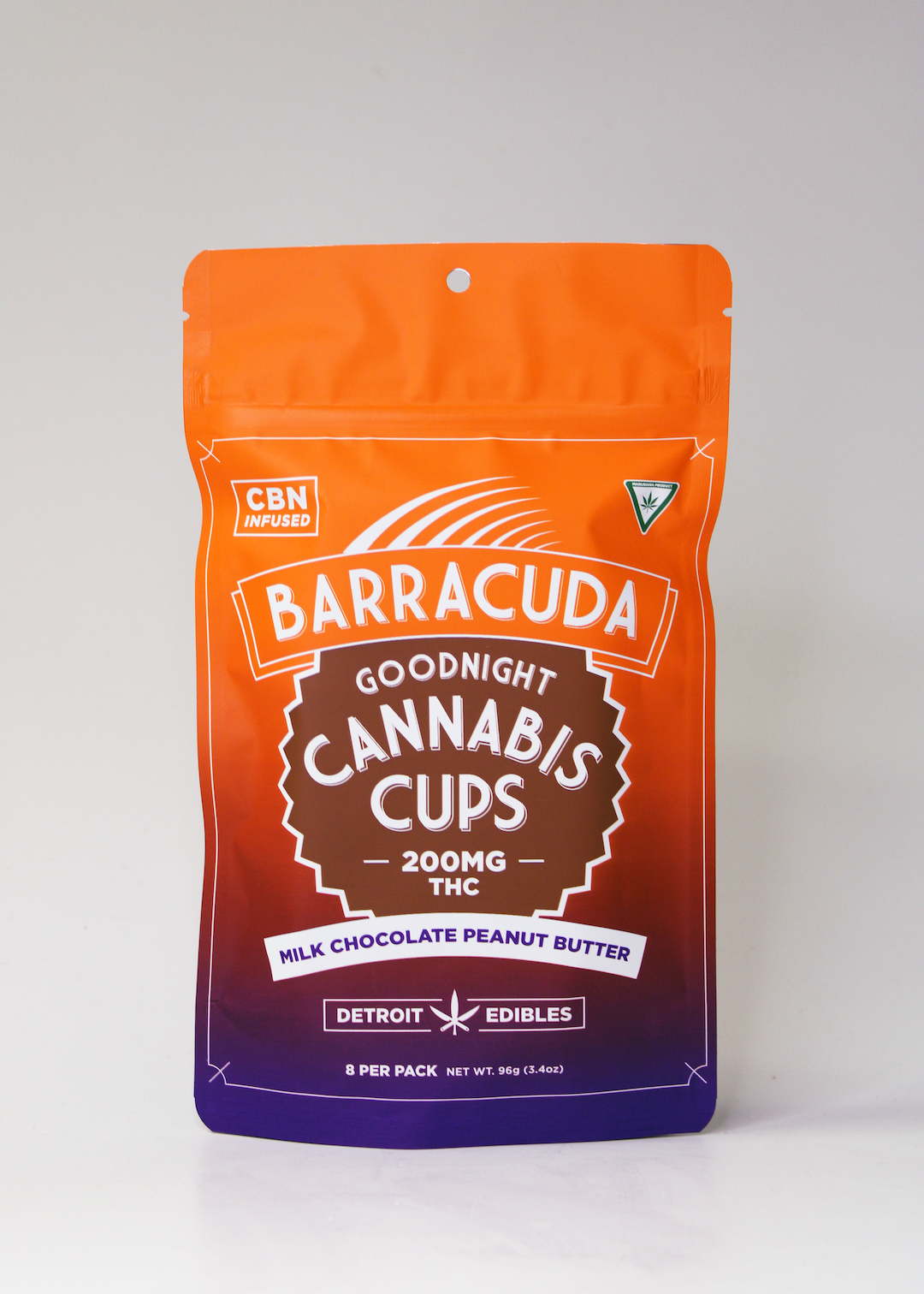 Detroit edibles - BARRACUDA CUPS - CBN MILK CHOCOLATE PEANUT BUTTER 10 X 20MG