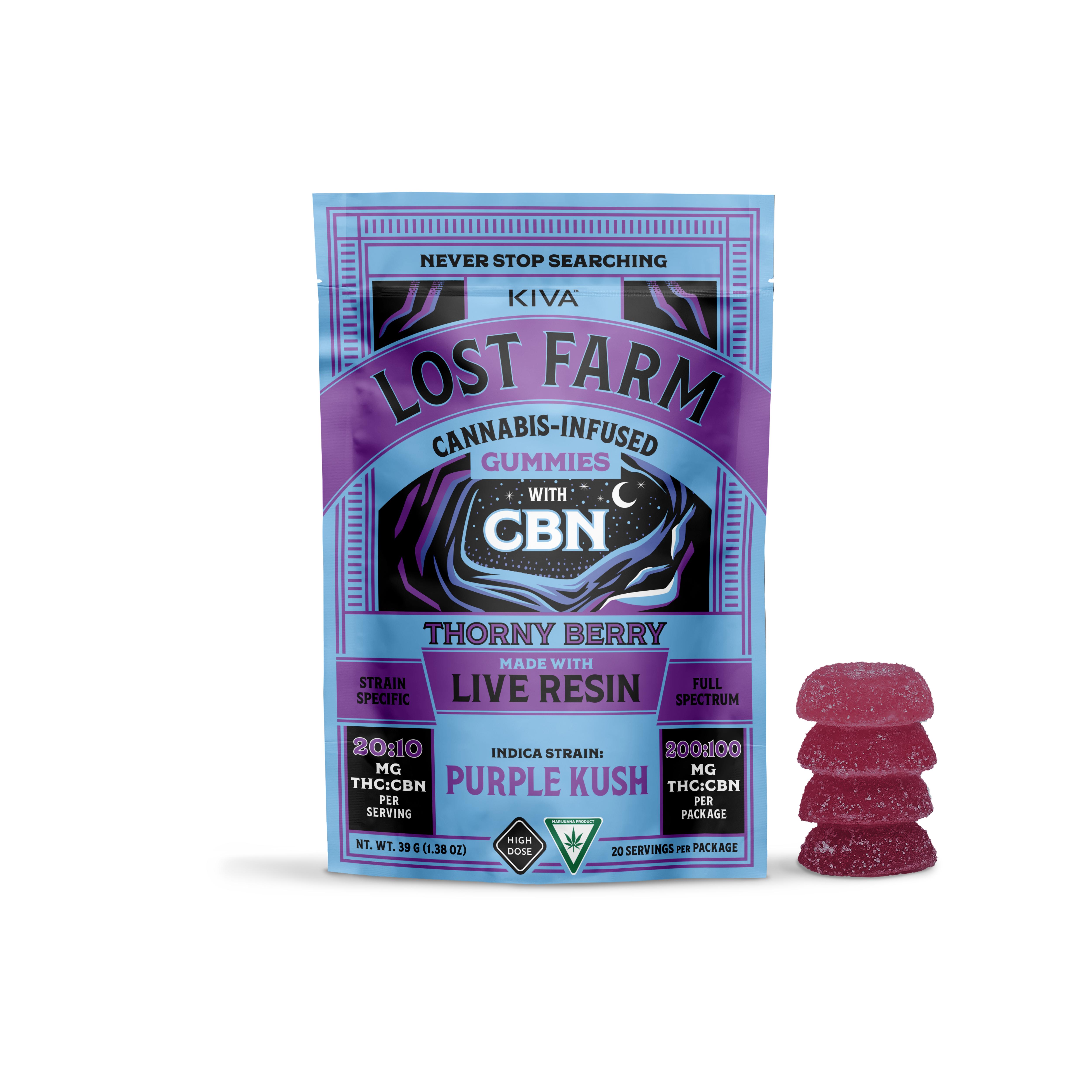 Lost farm - THORNY BERRY X PURPLE KUSH 2:1 CBN LIVE RESIN GUMMIES 200MG