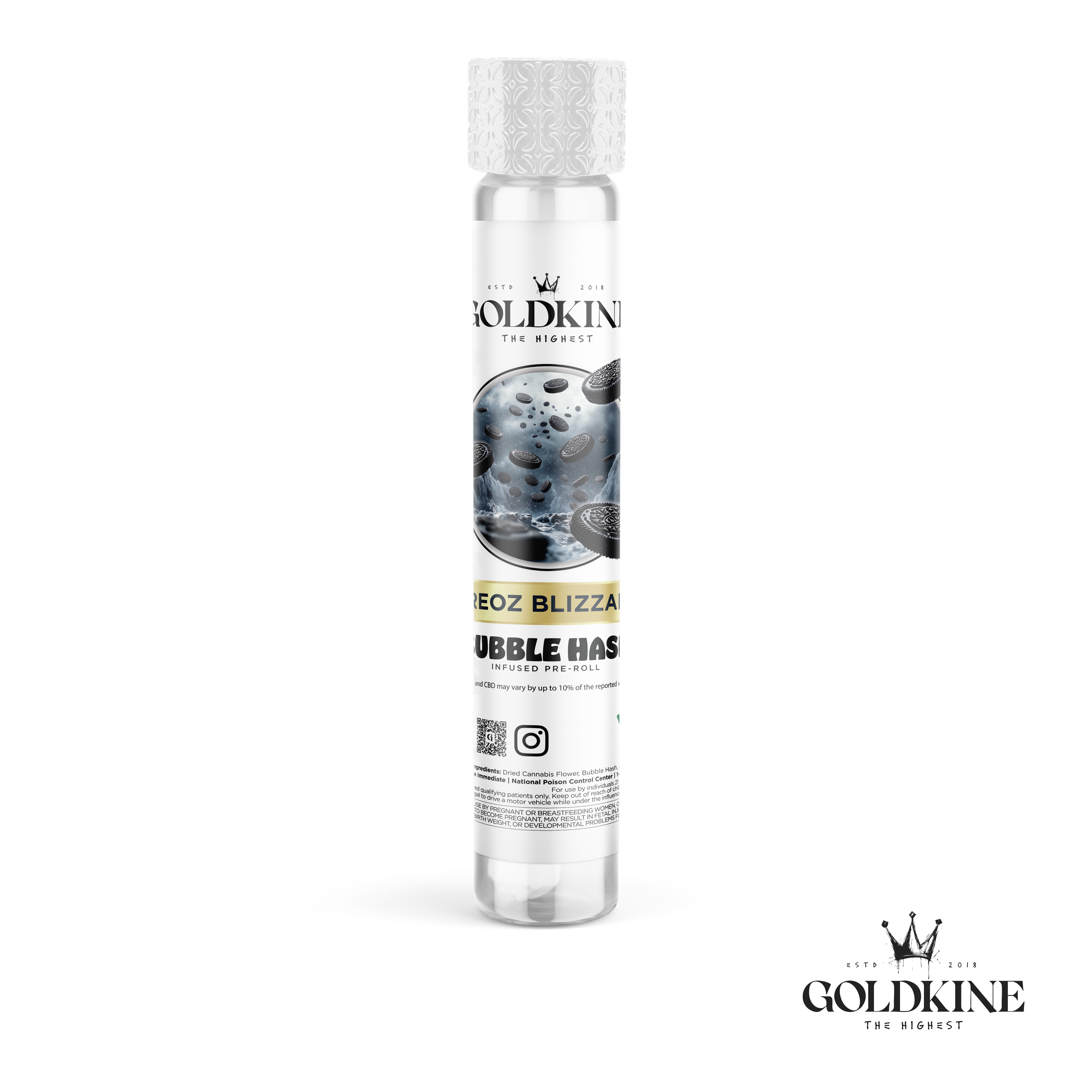 Goldkine - OREOZ BLIZZARD 1G BUBBLE HASH INFUSED PREROLL CASE