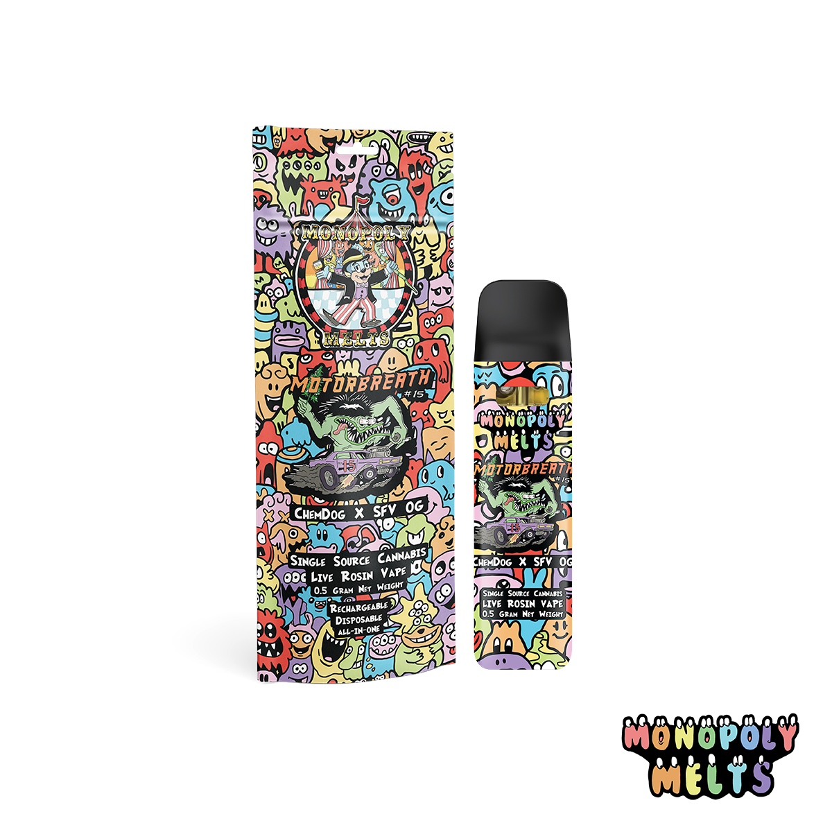 Monopoly melts - MOTORBREATH 15 0.5G LIVE ROSIN DISPOSABLE Main Image