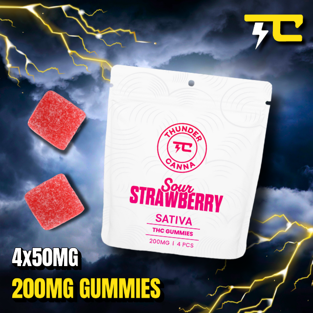 Thunder canna - SOUR STRAWBERRY 4 X 50MG - 200MG Main Image